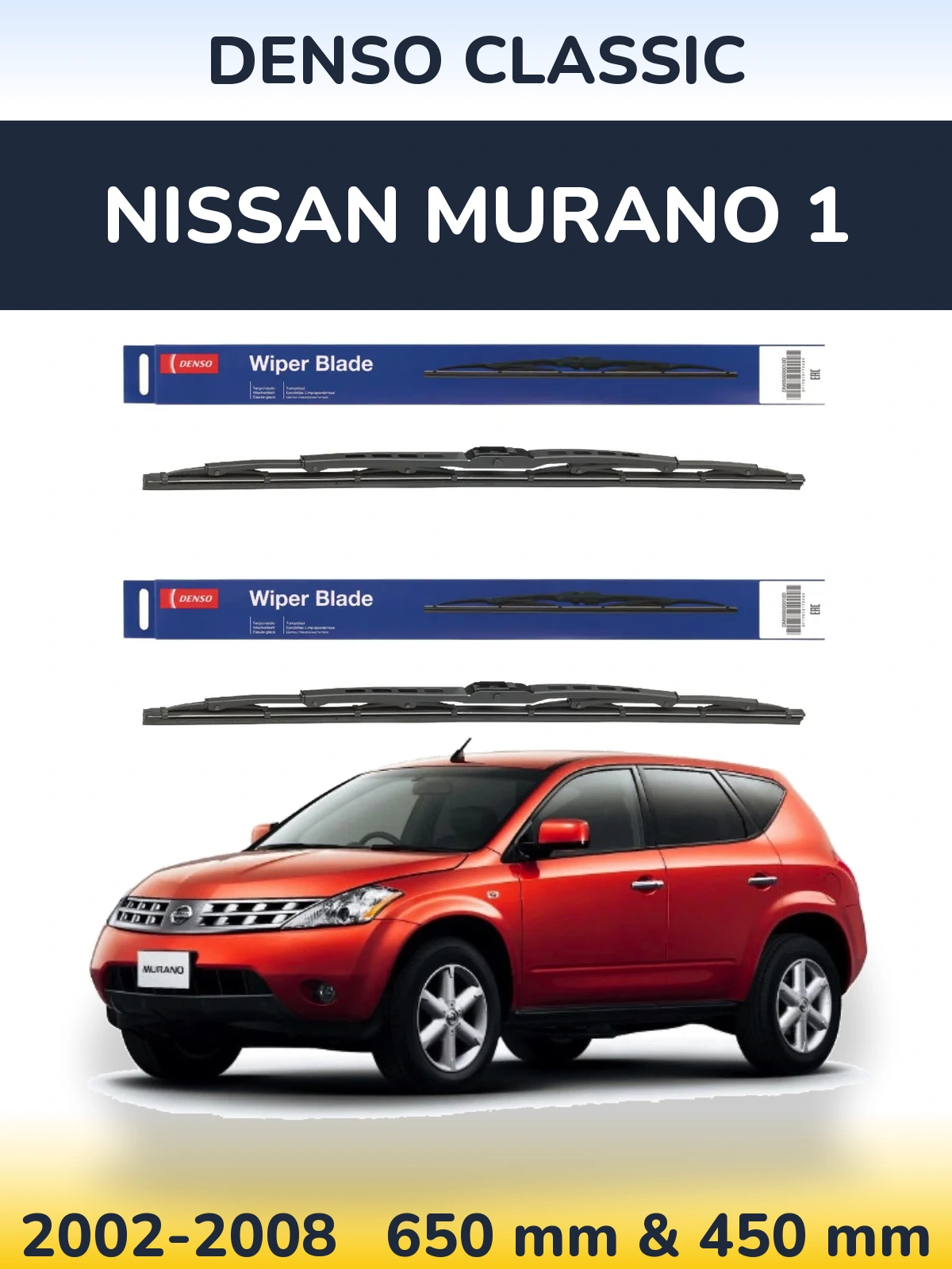 Sada předních stěračů Denso Classic 650 a 450 mm pro Nissan Murano 1 2002-2008