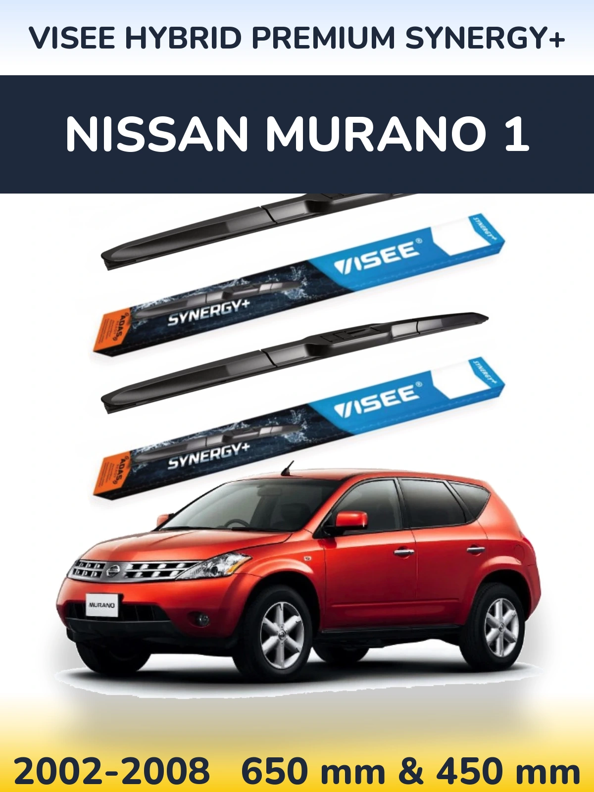 Sada předních stěračů VISEE HYBRID PREMIUM SYNERGY+ 650 a 450 mm pro Nissan Murano 1 2002-2008
