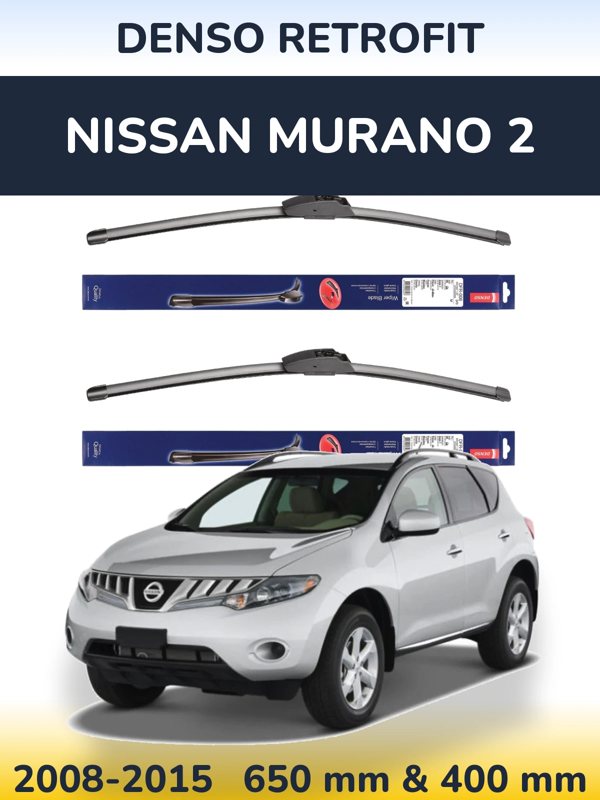 Sada předních stěračů Denso Retrofit 650 a 400 mm pro Nissan Murano 2 2008-2015