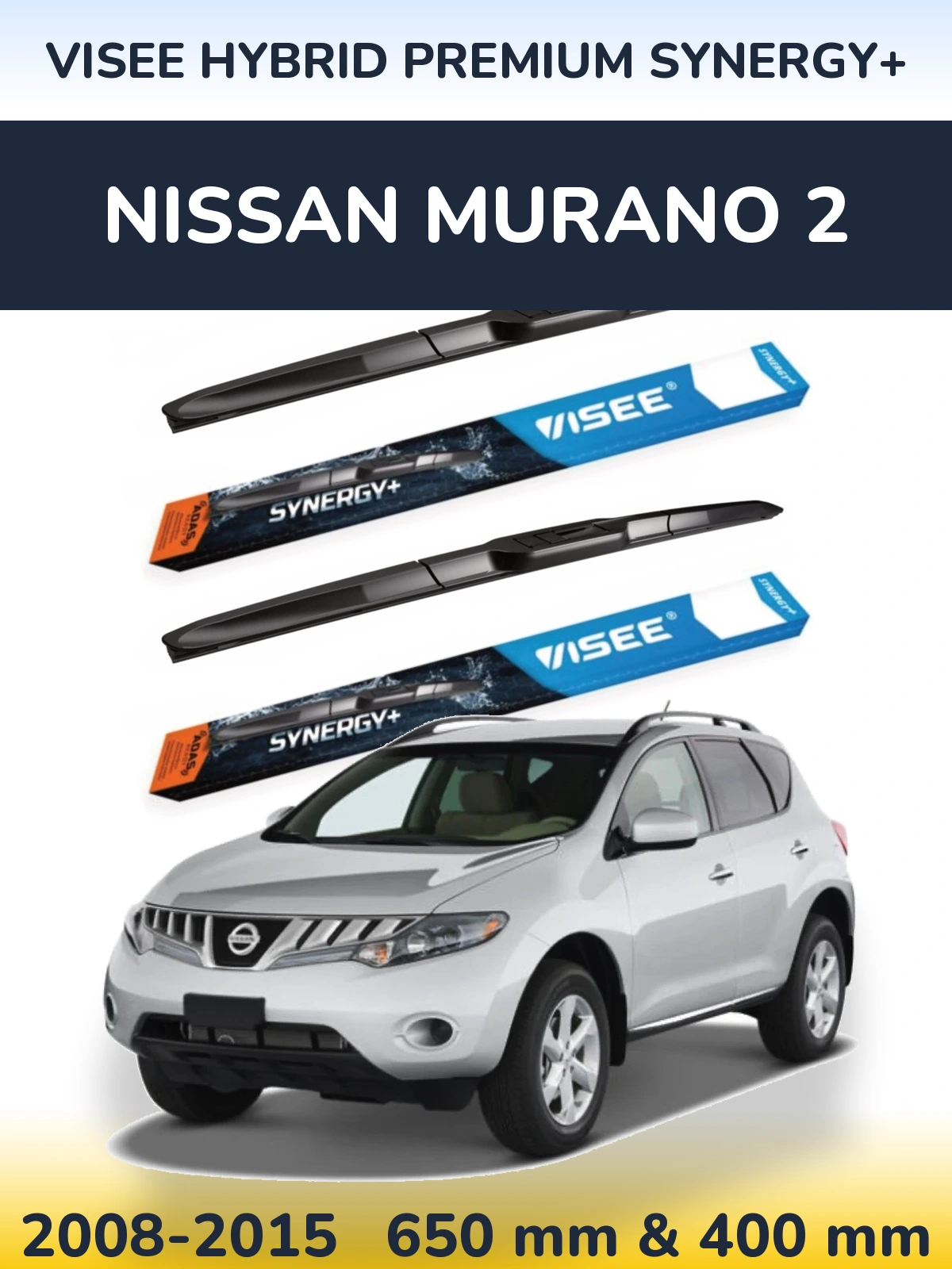 Sada předních stěračů VISEE HYBRID PREMIUM SYNERGY+ 650 a 400 mm pro Nissan Murano 2 2008-2015