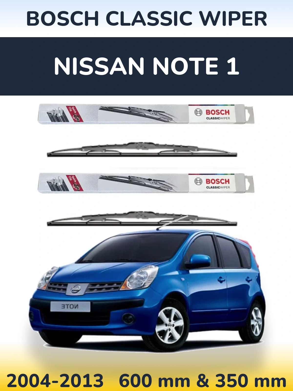 Sada předních stěračů BOSCH Classic Wiper 600 a 340 mm pro Nissan Note 1 2004-2013