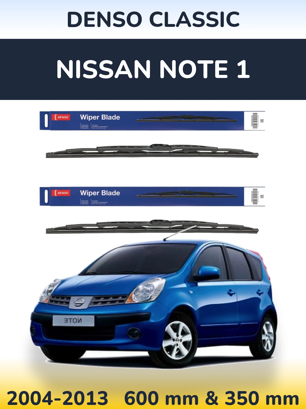 Sada předních stěračů Denso Classic 600 a 350 mm pro Nissan Note 1 2004-2013