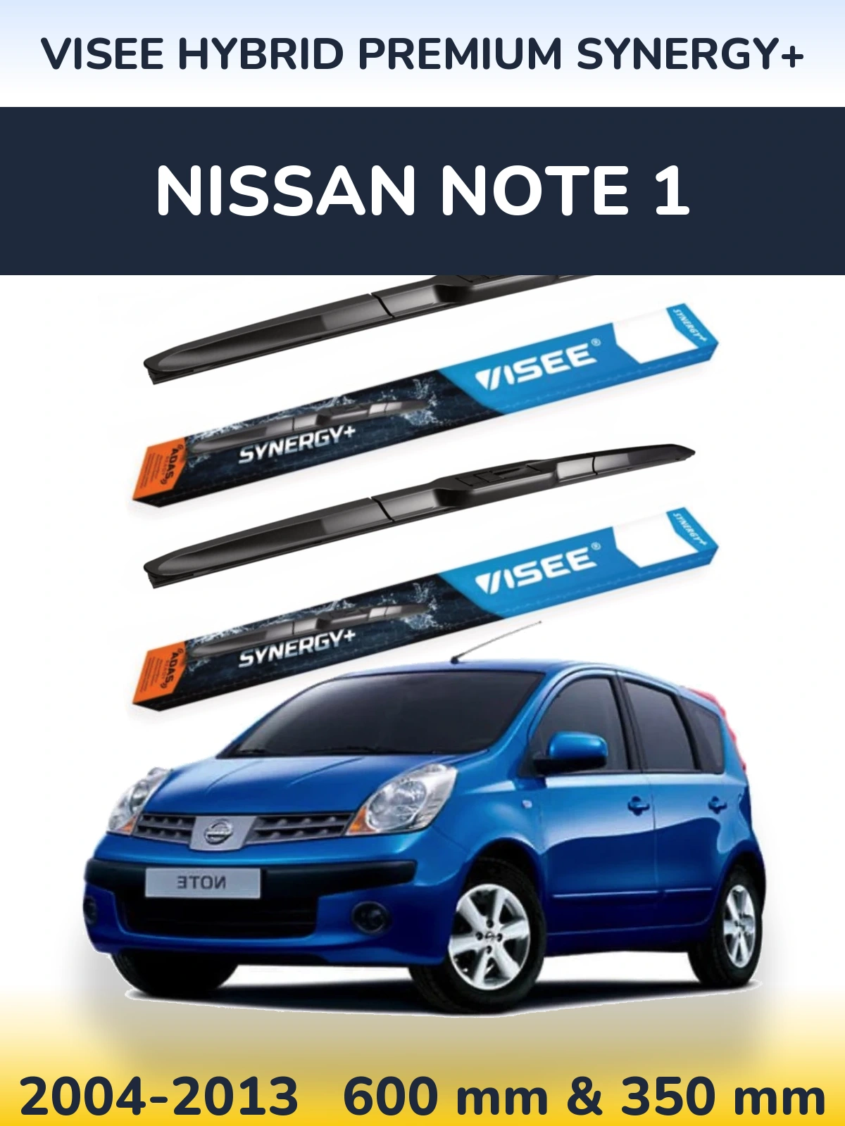 Sada předních stěračů VISEE HYBRID PREMIUM SYNERGY+ 600 a 350 mm pro Nissan Note 1 2004-2013