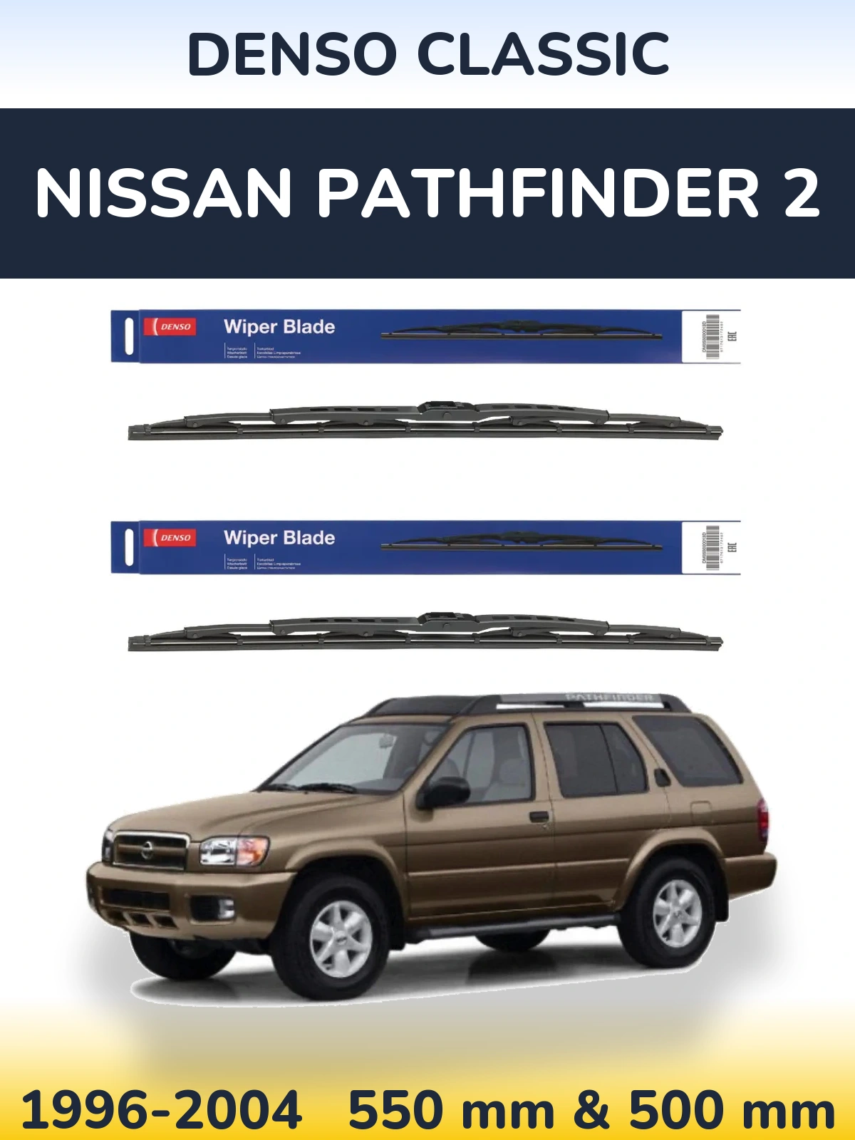 Sada předních stěračů Denso Classic 550 a 500 mm pro Nissan Pathfinder 2 1996-2004