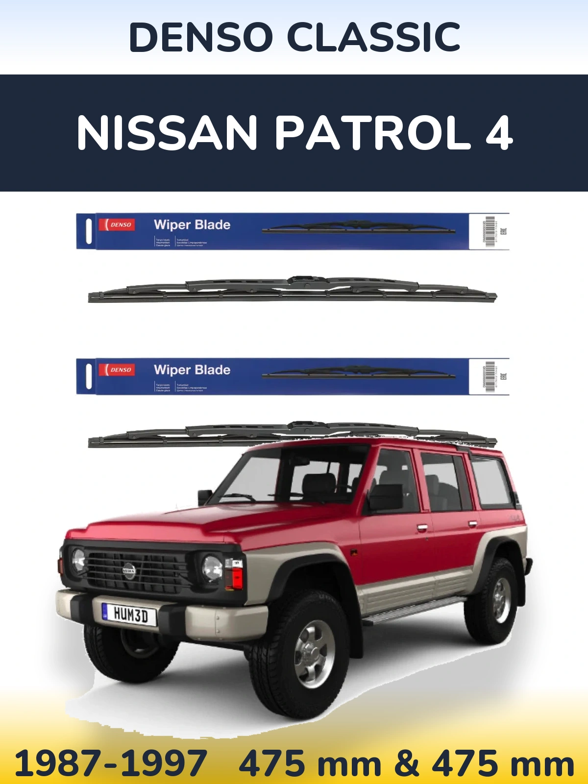 Sada předních stěračů Denso Classic 475 a 475 mm pro Nissan Patrol 4 1987-1997