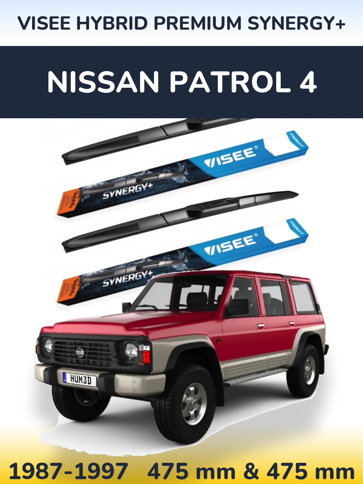 Sada předních stěračů VISEE HYBRID PREMIUM SYNERGY+ 475 a 475 mm pro Nissan Patrol 4 1987-1997