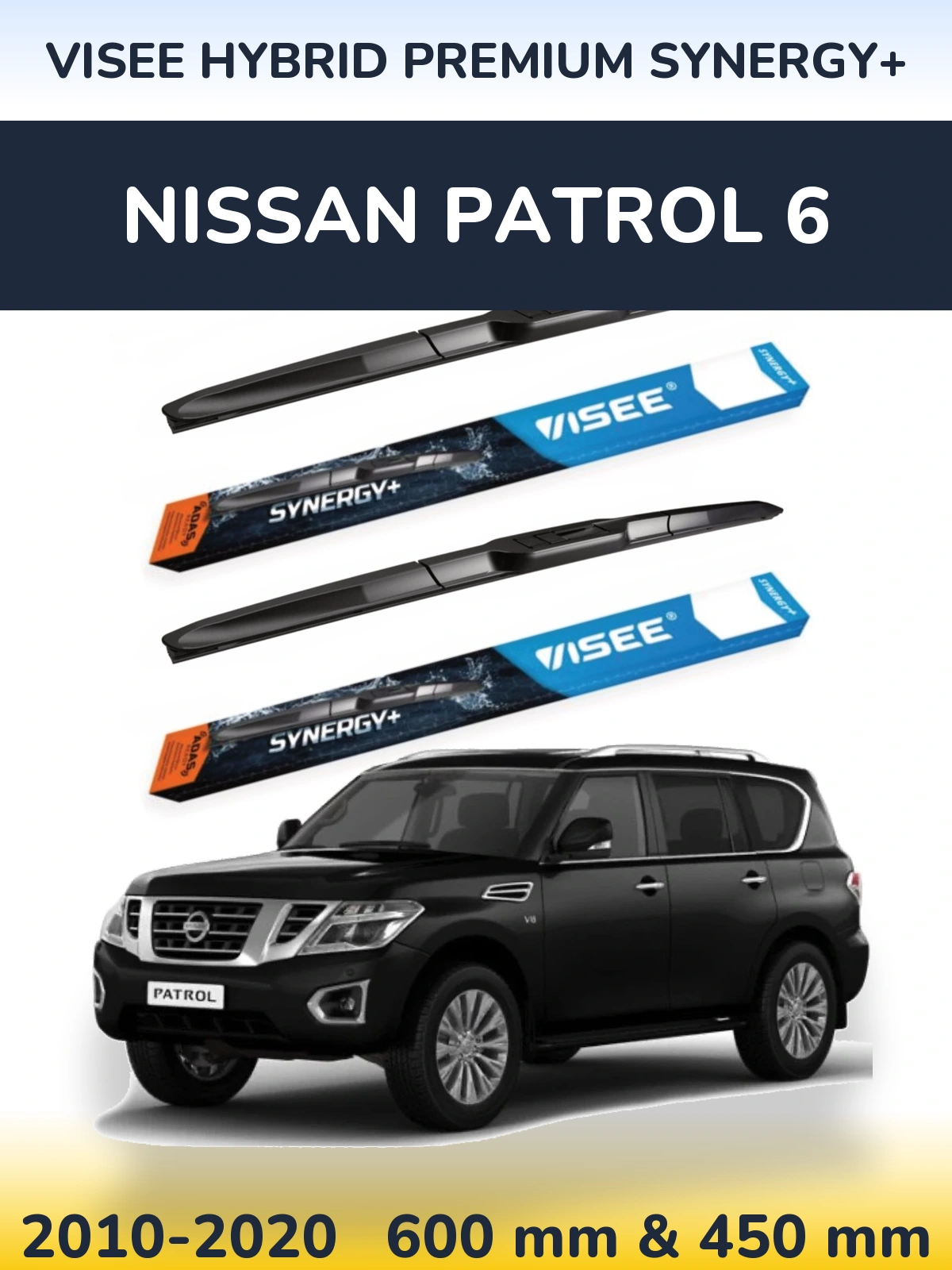 Sada předních stěračů VISEE HYBRID PREMIUM SYNERGY+ 600 a 450 mm pro Nissan Patrol 6 2010-2020