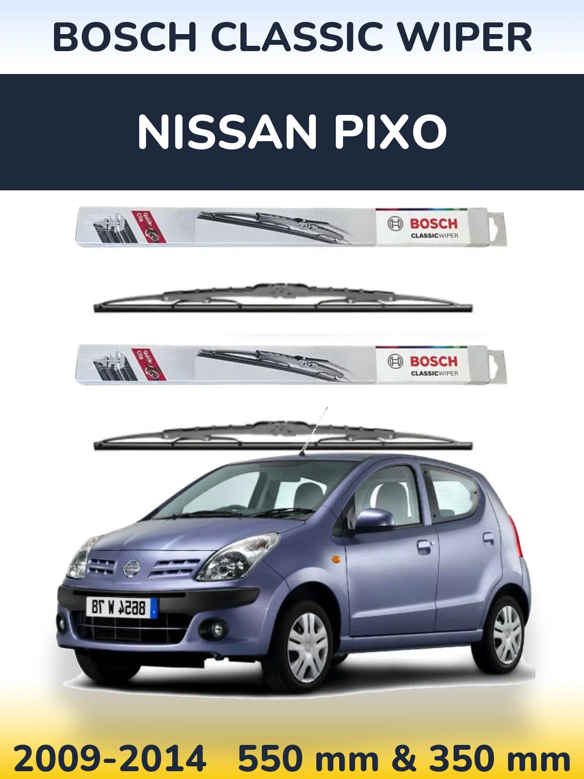 Sada předních stěračů BOSCH Classic Wiper 550 a 340 mm pro Nissan Pixo 2009-2014