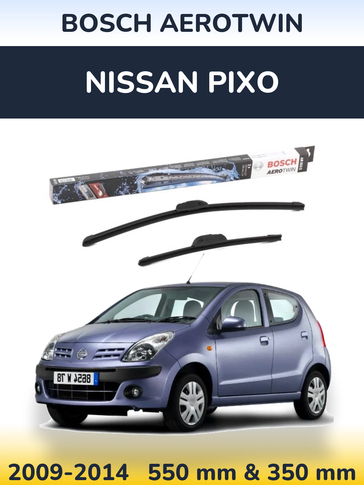 Sada předních stěračů BOSCH AeroTwin 550 a 350 mm pro Nissan Pixo 2009-2014