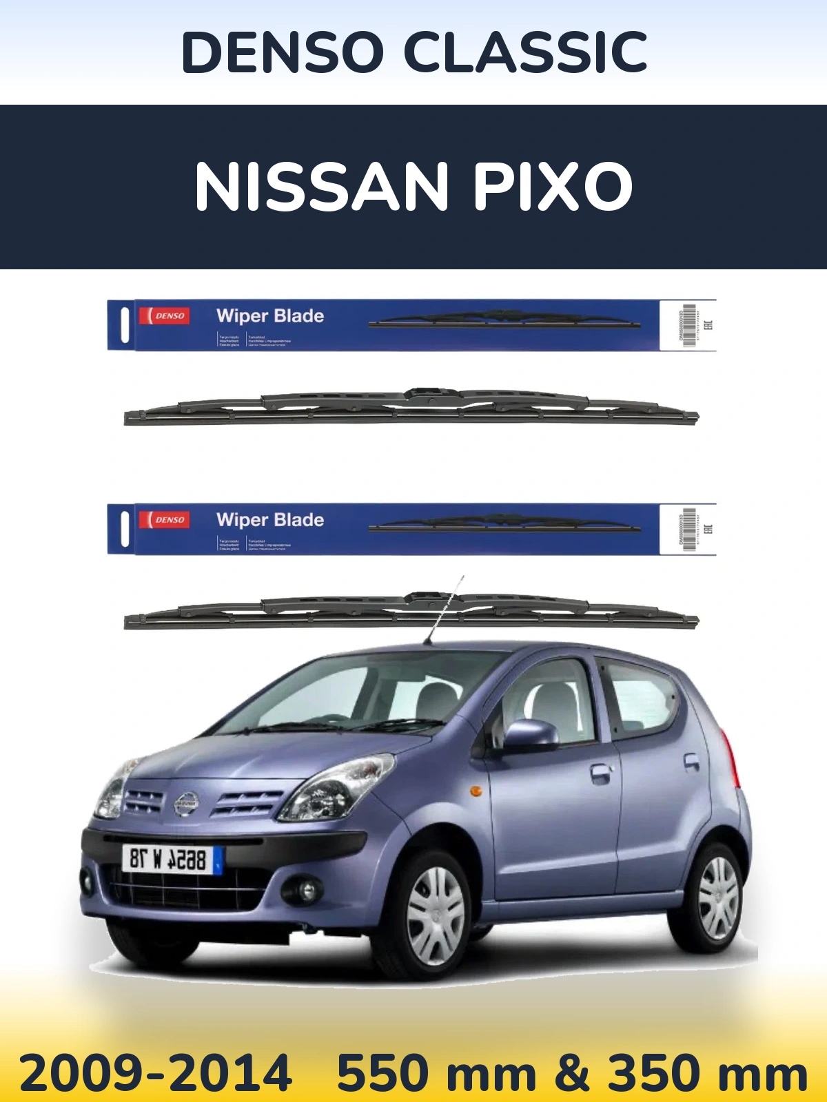 Sada předních stěračů Denso Classic 550 a 350 mm pro Nissan Pixo 2009-2014