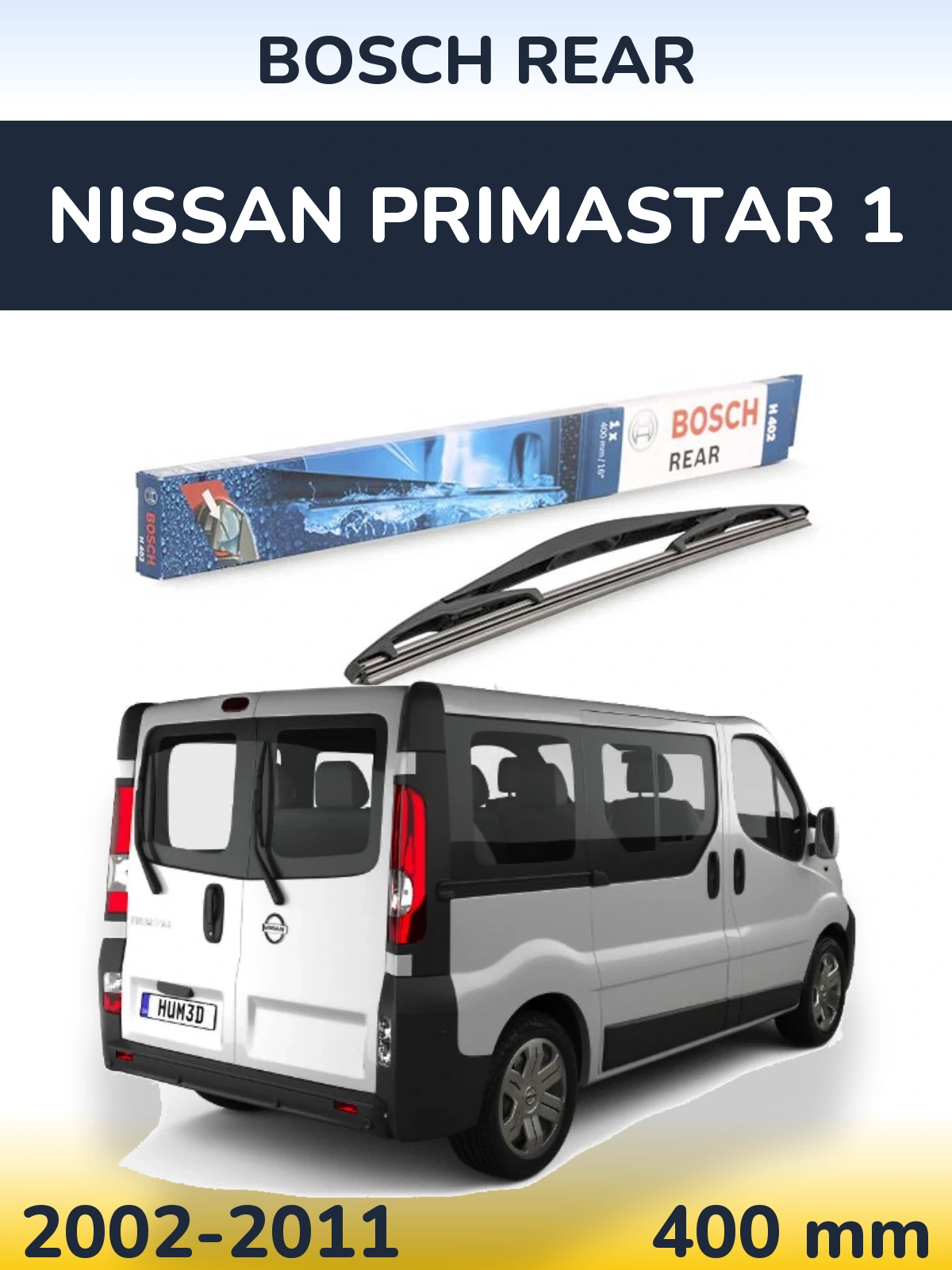 Zadní stěrač BOSCH Rear 400 mm pro Nissan Primastar 1 2002-2011