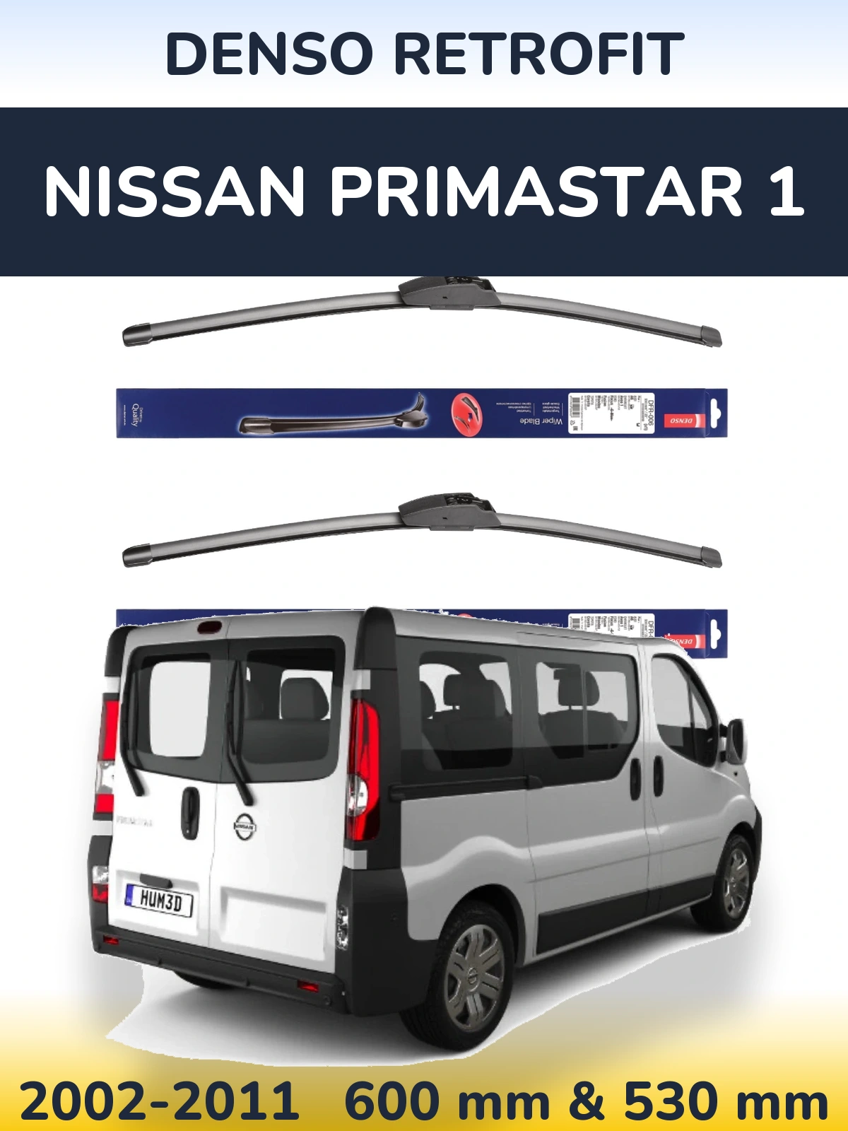 Sada předních stěračů Denso Retrofit 600 a 530 mm pro Nissan Primastar 1 2002-2011