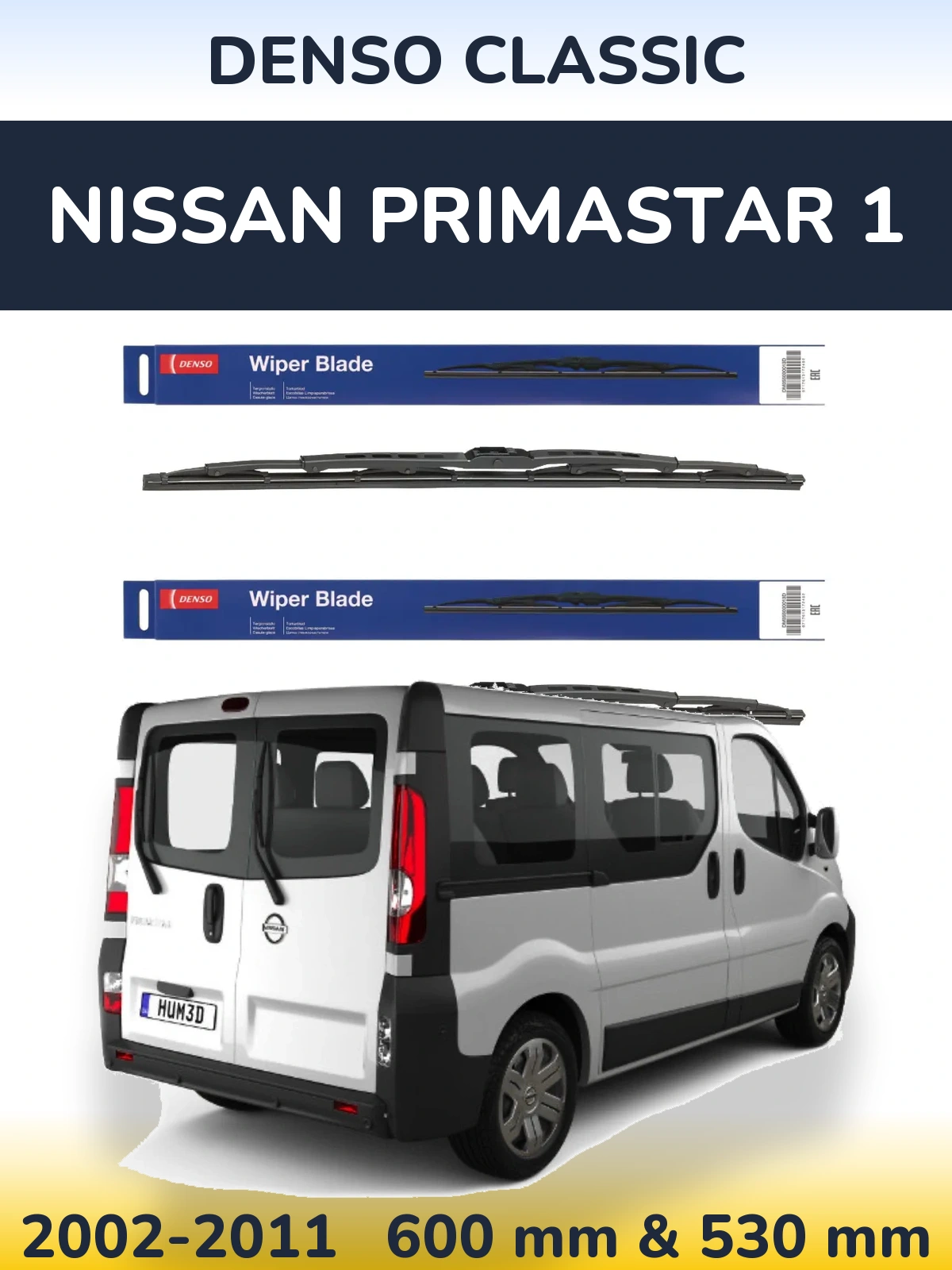 Sada předních stěračů Denso Classic 600 a 530 mm pro Nissan Primastar 1 2002-2011