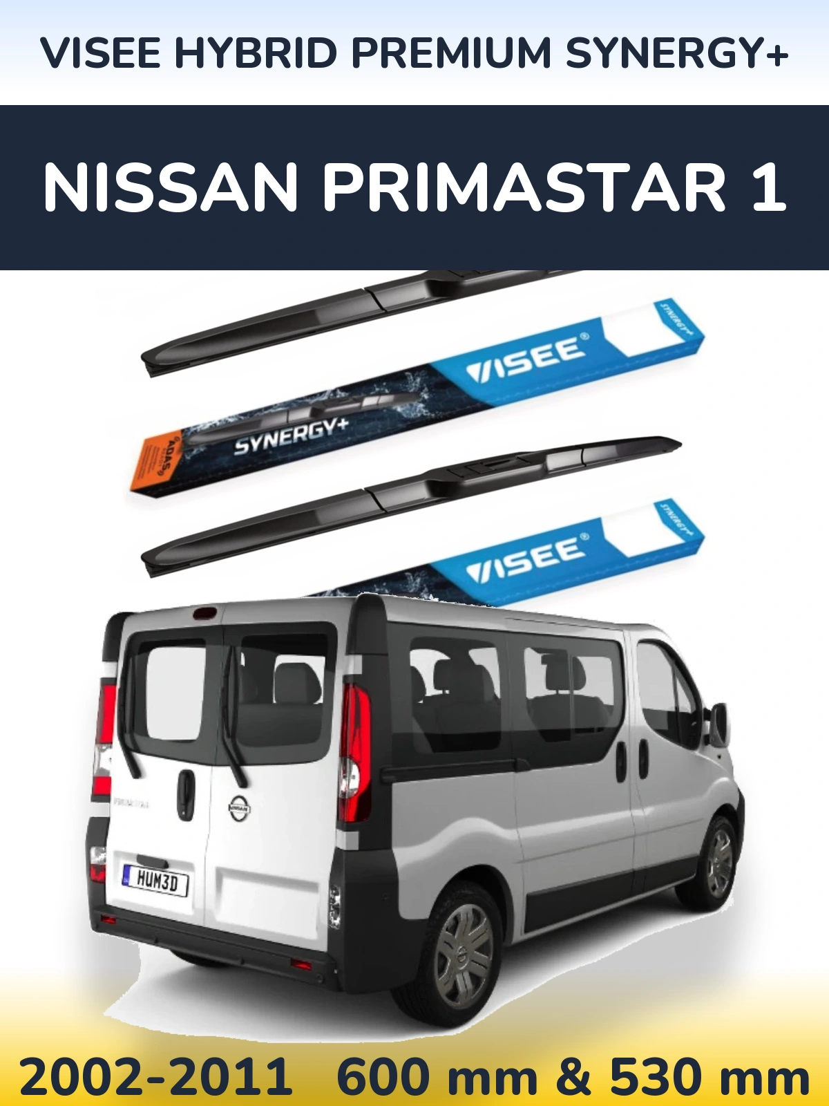 Sada předních stěračů VISEE HYBRID PREMIUM SYNERGY+ 600 a 530 mm pro Nissan Primastar 1 2002-2011