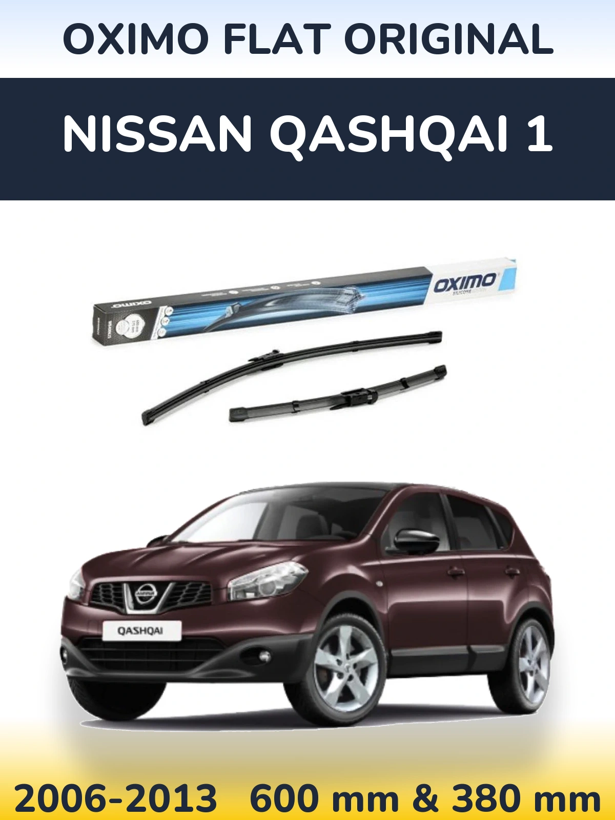 Sada předních stěračů Oximo Flat Original 600 a 375 mm pro Nissan Qashqai 1 2006-2013