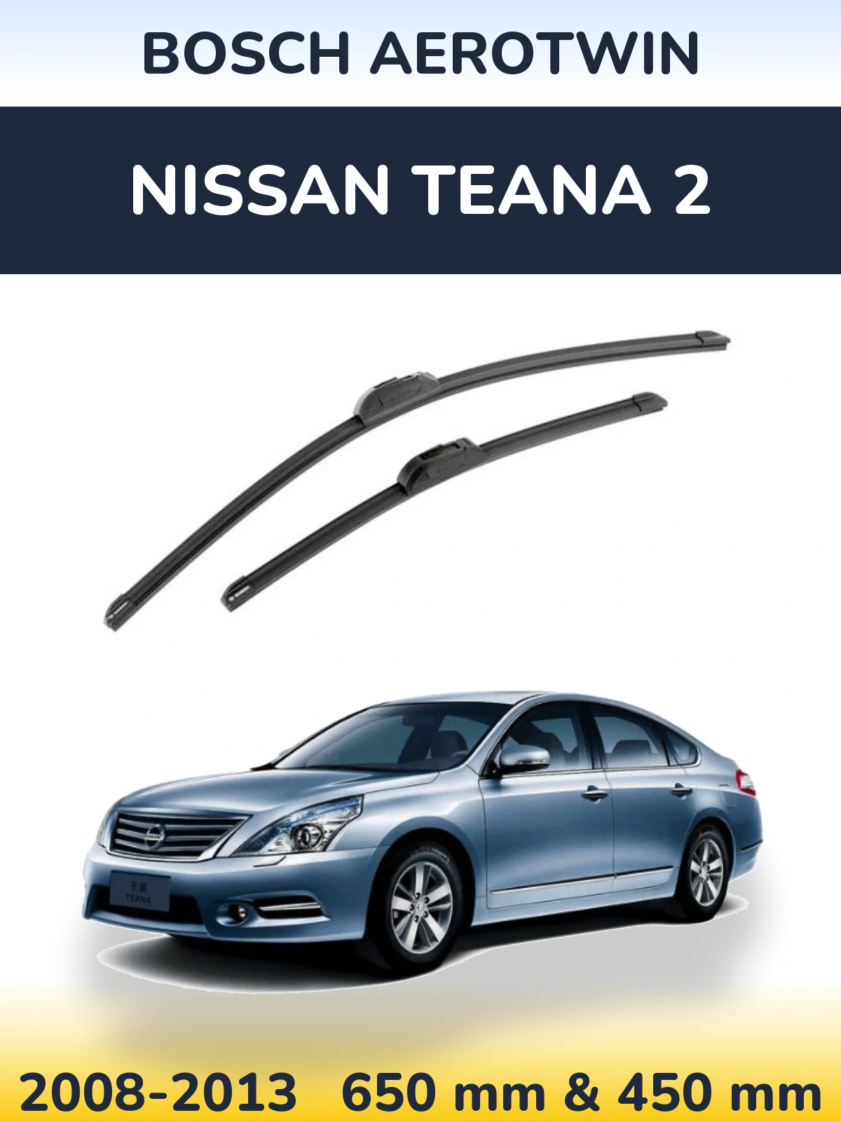 Sada předních stěračů BOSCH AeroTwin 650 a 450 mm pro Nissan Teana 2 2008-2013
