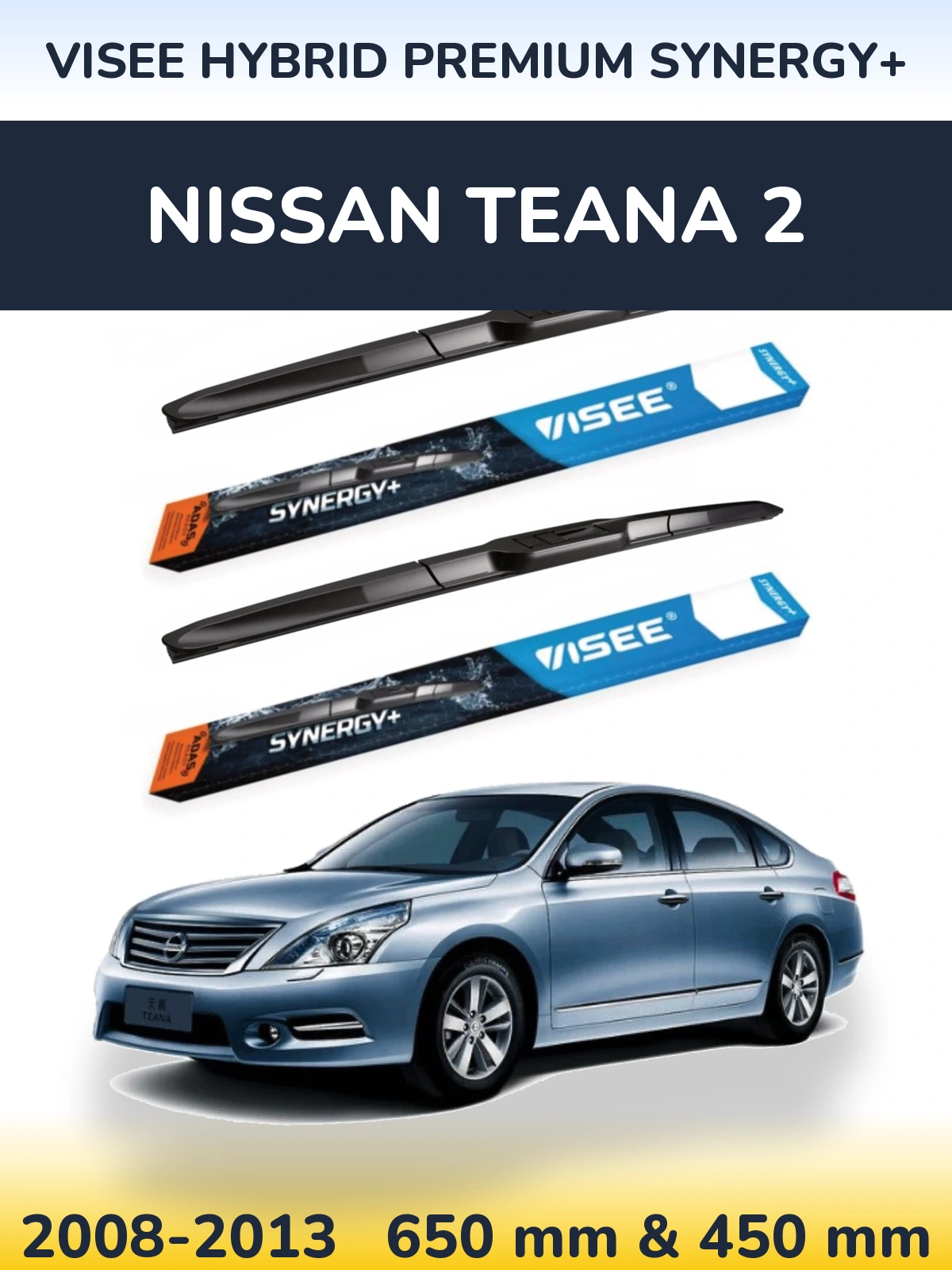 Sada předních stěračů VISEE HYBRID PREMIUM SYNERGY+ 650 a 450 mm pro Nissan Teana 2 2008-2013