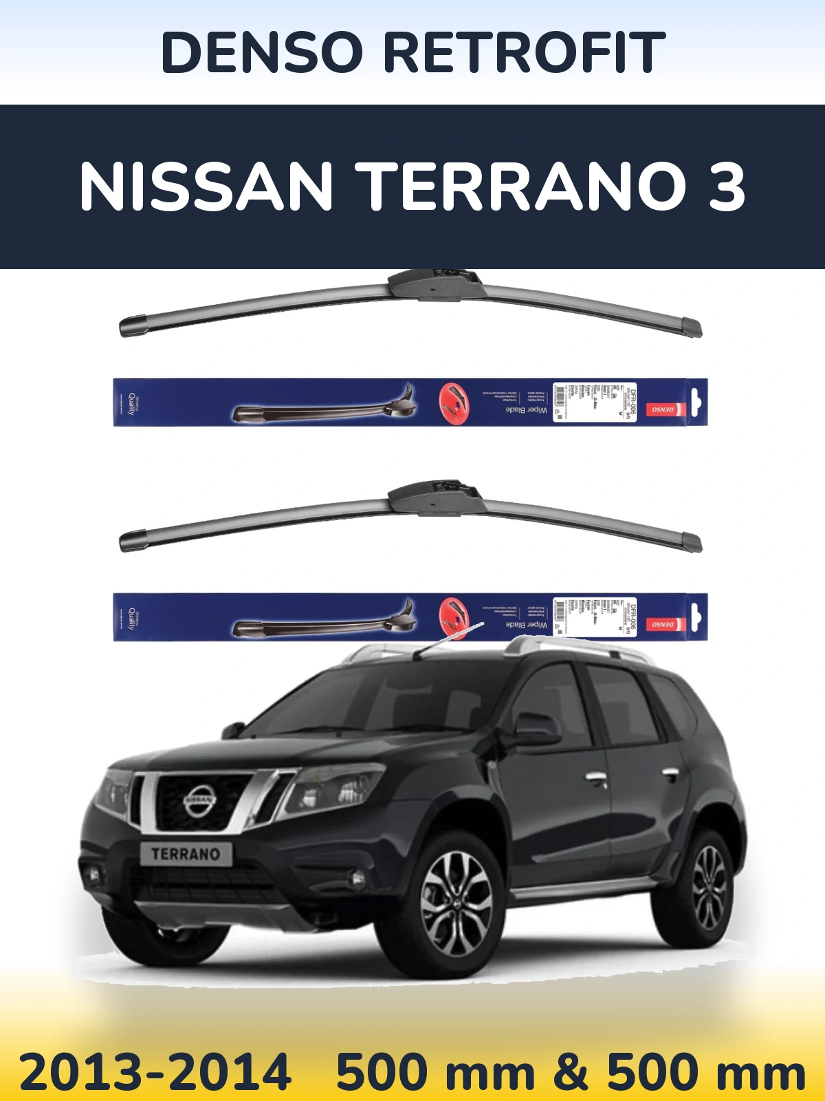 Sada předních stěračů Denso Retrofit 500 a 500 mm pro Nissan Terrano 3 2013-2014