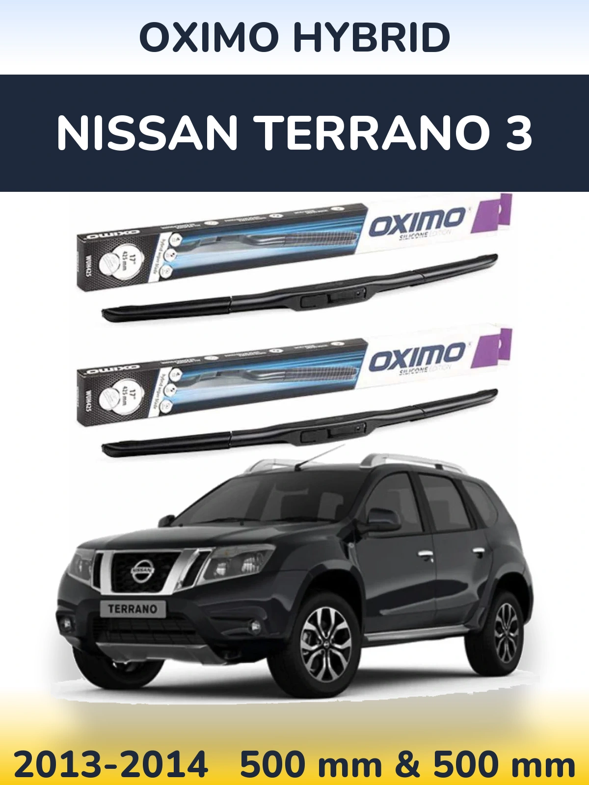 Sada předních stěračů Oximo Hybrid 500 a 500 mm pro Nissan Terrano 3 2013-2014