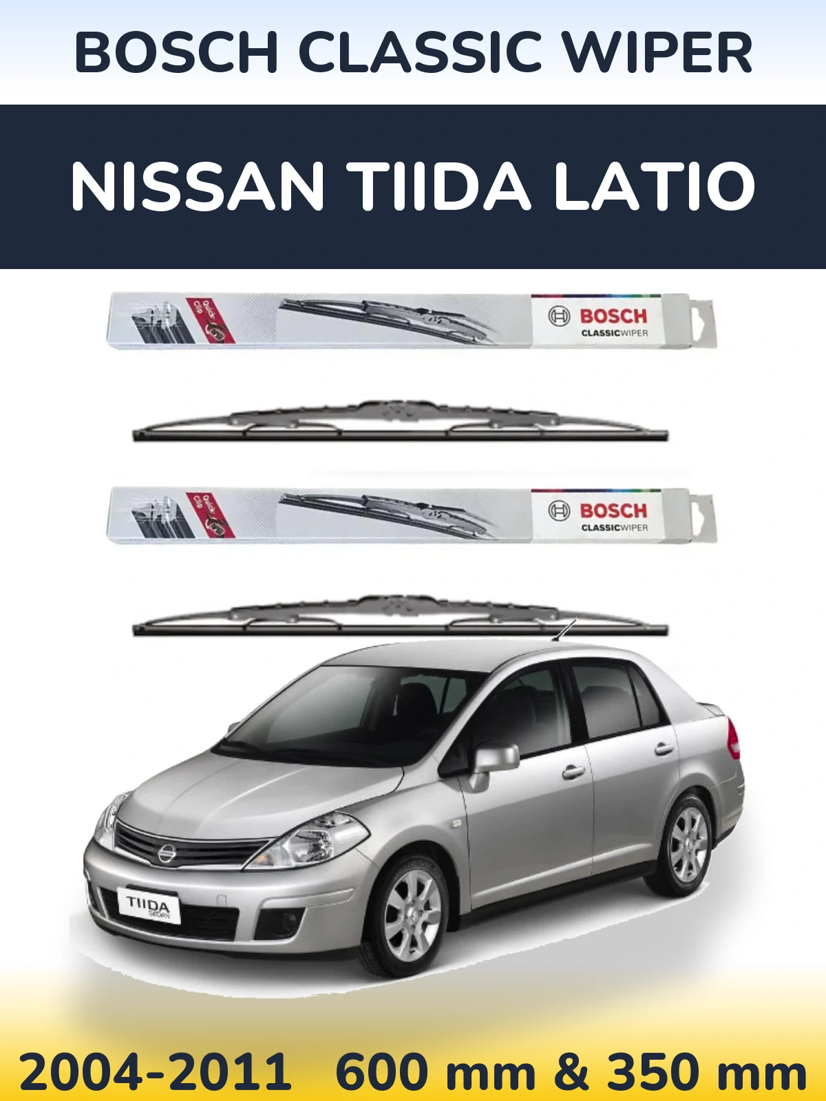 Sada předních stěračů BOSCH Classic Wiper 600 a 340 mm pro Nissan Tiida Latio 2004-2011