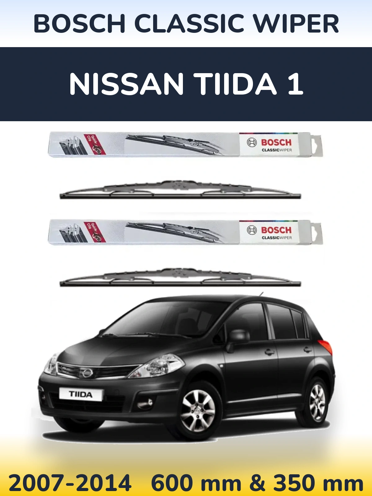 Sada předních stěračů BOSCH Classic Wiper 600 a 340 mm pro Nissan Tiida 1 2007-2014