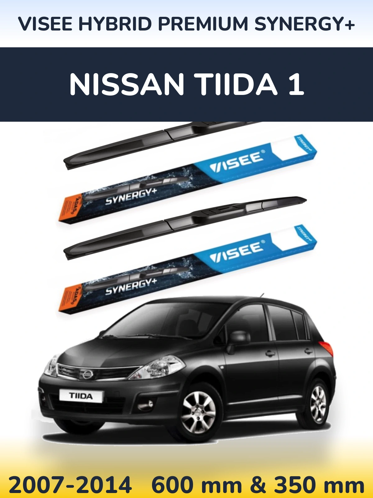 Sada předních stěračů VISEE HYBRID PREMIUM SYNERGY+ 600 a 350 mm pro Nissan Tiida 1 2007-2014