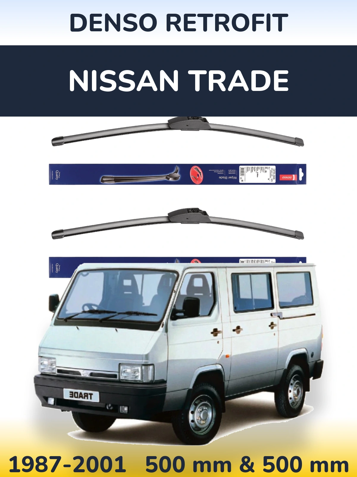 Sada předních stěračů Denso Retrofit 500 a 500 mm pro Nissan Trade 1987-2001