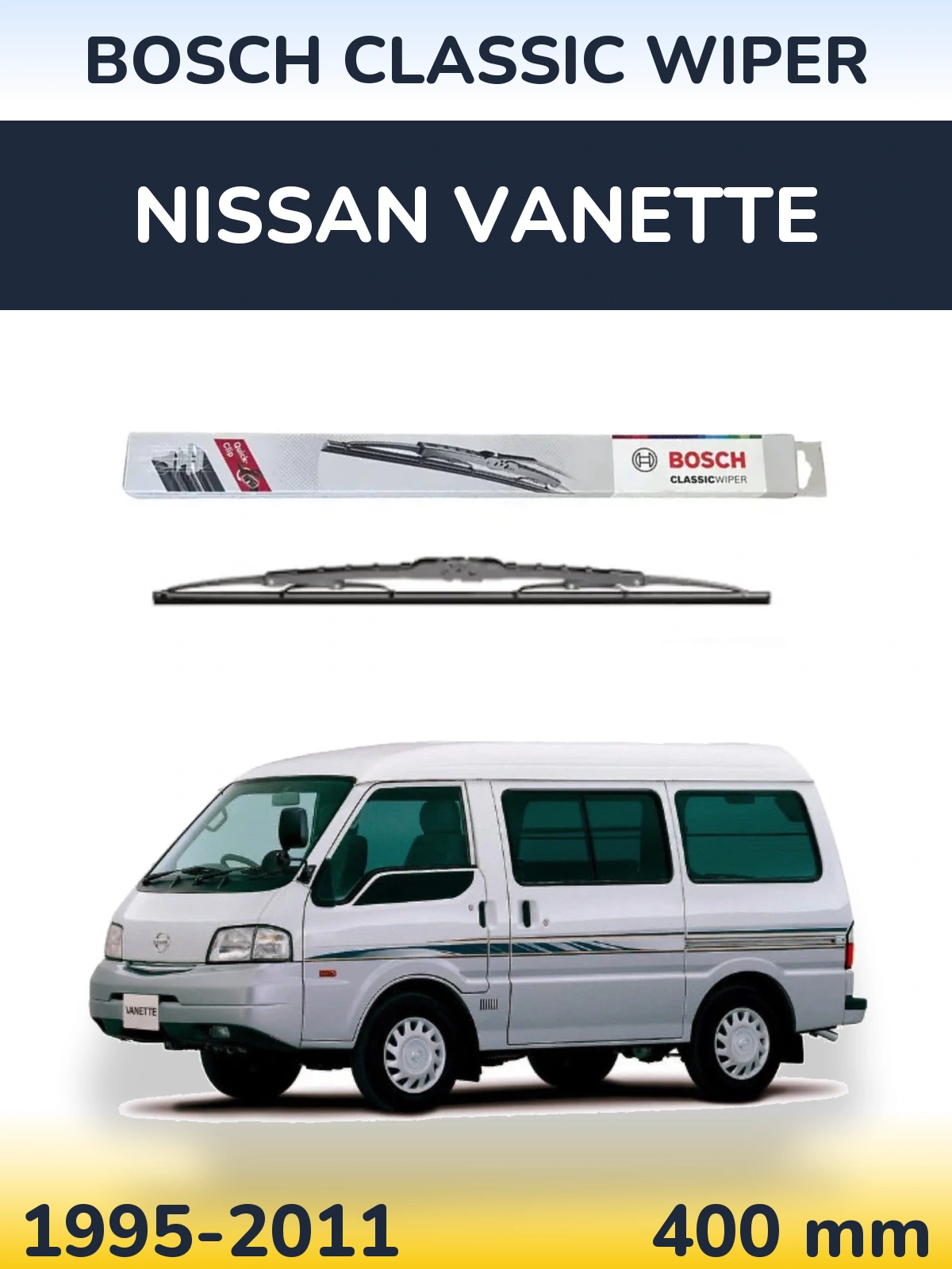 Zadní stěrač BOSCH Classic Wiper 400 mm pro Nissan Vanette 1995-2011