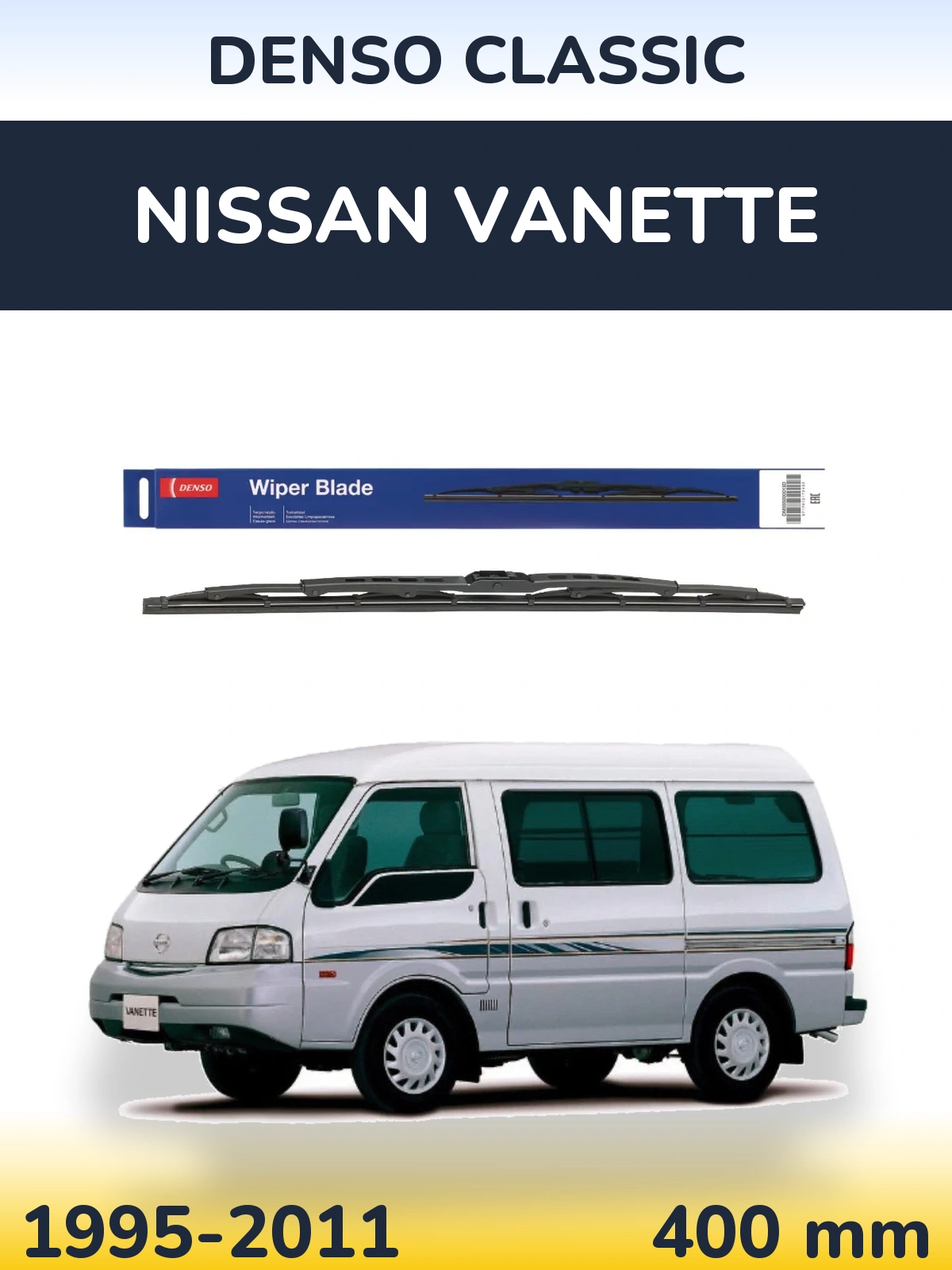 Zadní stěrač Denso Classic 400 mm pro Nissan Vanette 1995-2011