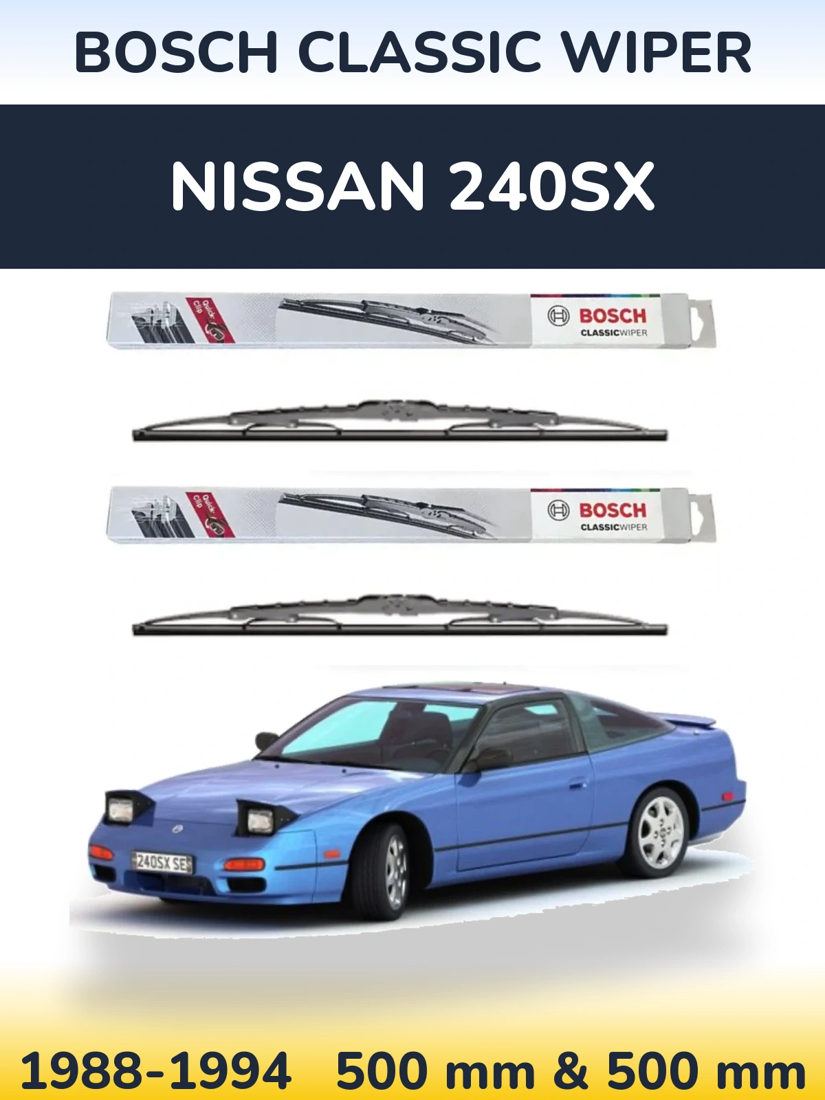 Sada předních stěračů BOSCH Classic Wiper 500 a 500 mm pro Nissan 240SX 1988-1994