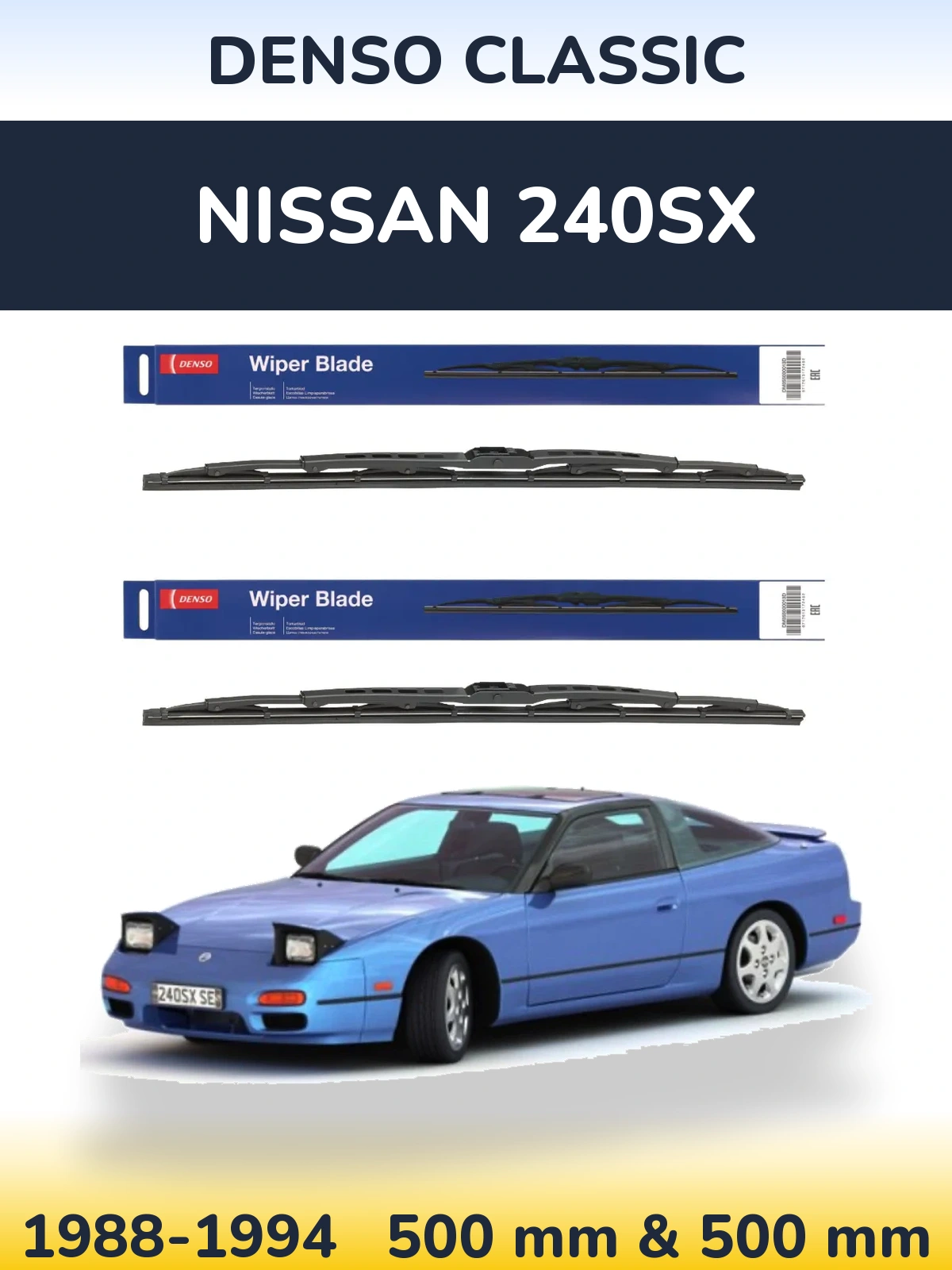 Sada předních stěračů Denso Classic 500 a 500 mm pro Nissan 240SX 1988-1994