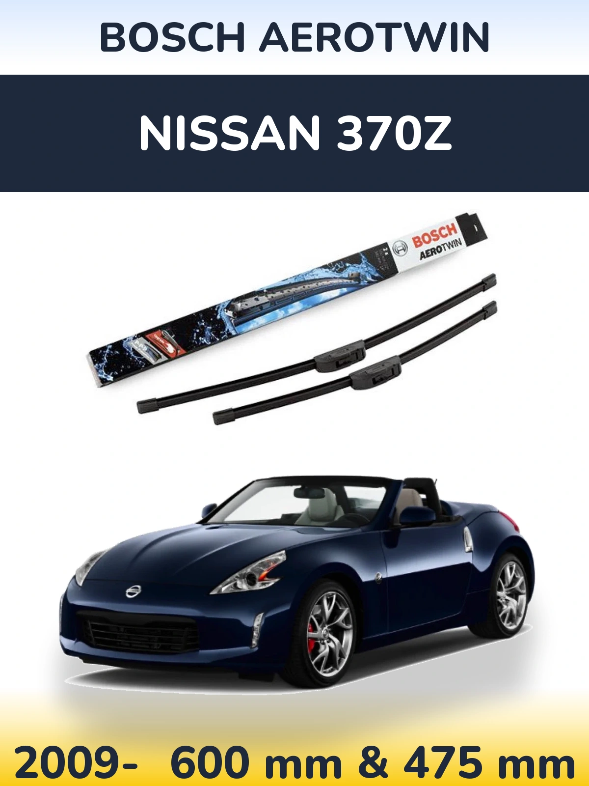 Комплект передніх щіток BOSCH AeroTwin 600 & 475 мм для Nissan 370Z 2009-2026
