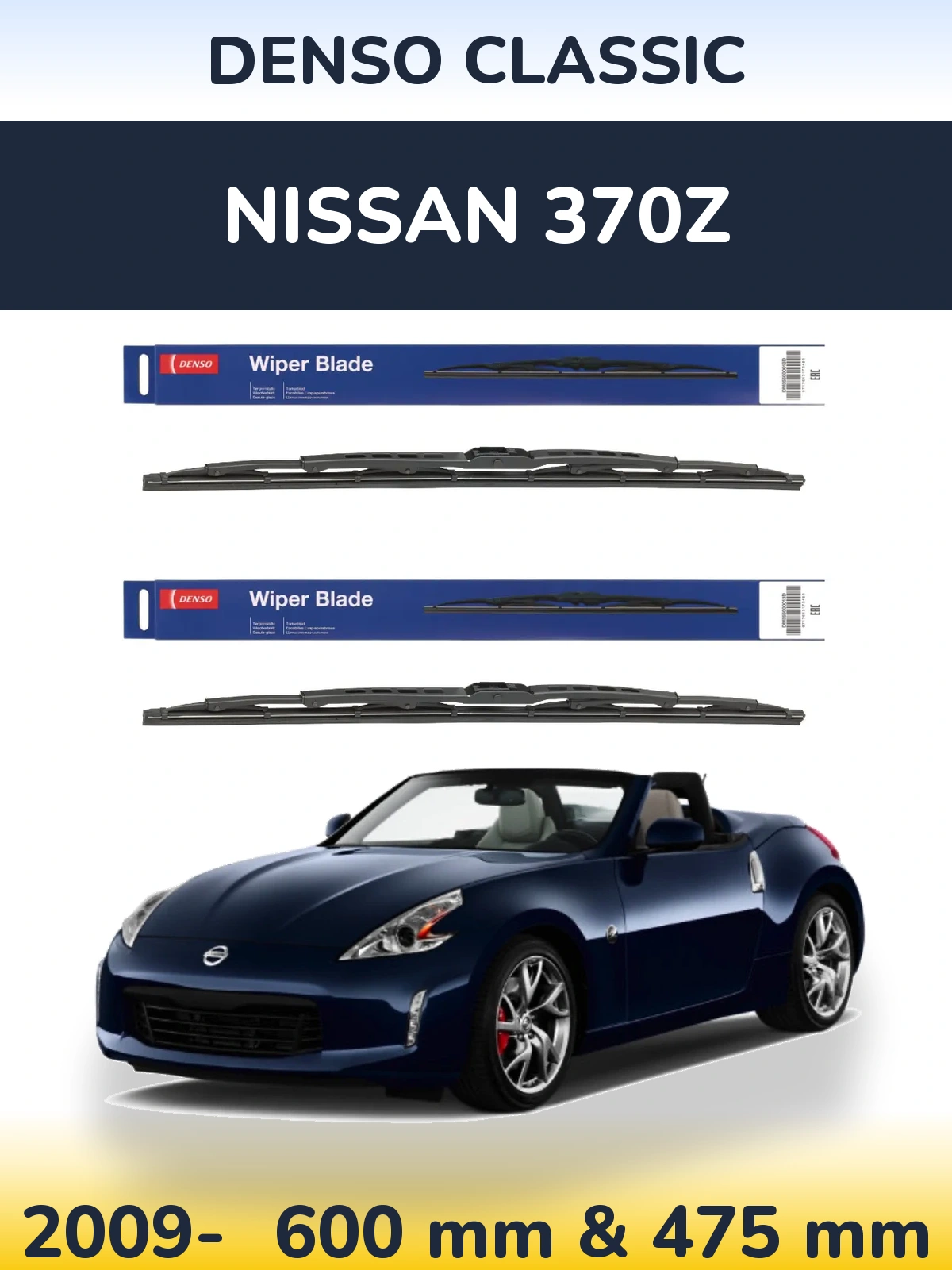 Sada předních stěračů Denso Classic 600 a 475 mm pro Nissan 370Z 2009-2026
