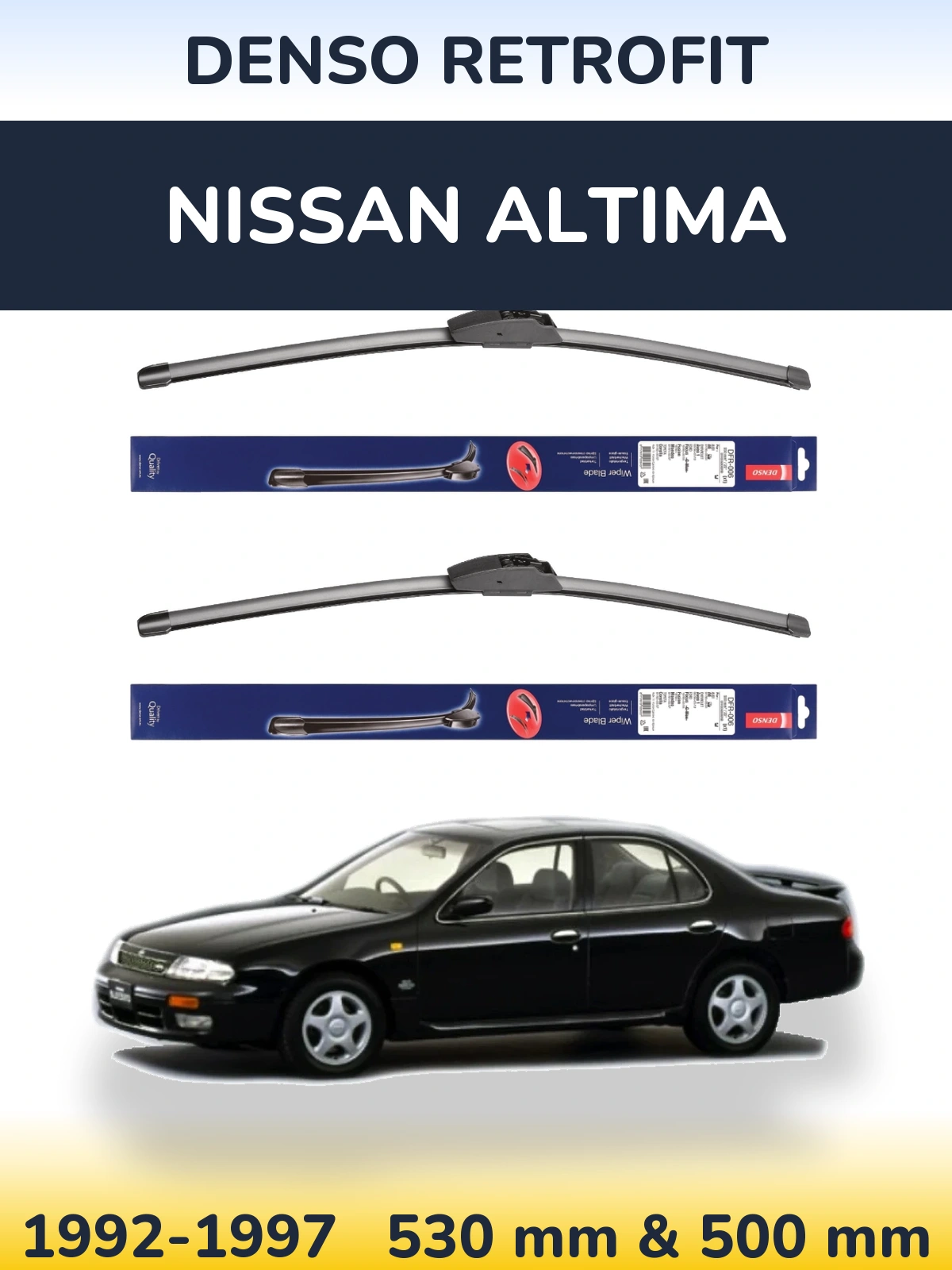 Sada předních stěračů Denso Retrofit 530 a 500 mm pro Nissan Altima 1992-1997