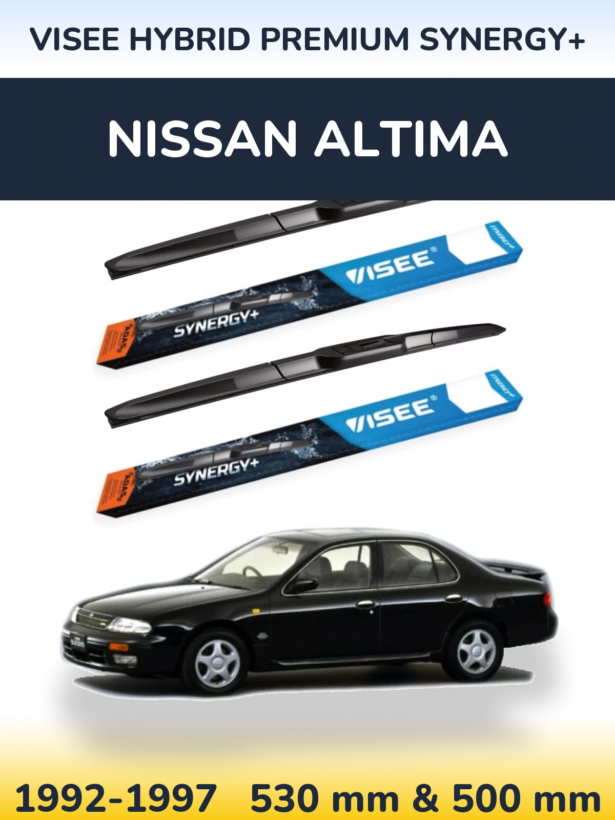 Sada předních stěračů VISEE HYBRID PREMIUM SYNERGY+ 530 a 500 mm pro Nissan Altima 1992-1997