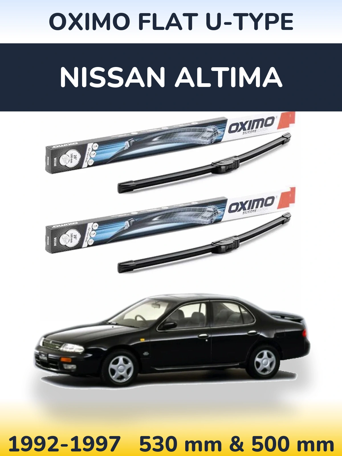 Sada předních stěračů Oximo Flat U-type 530 a 500 mm pro Nissan Altima 1992-1997