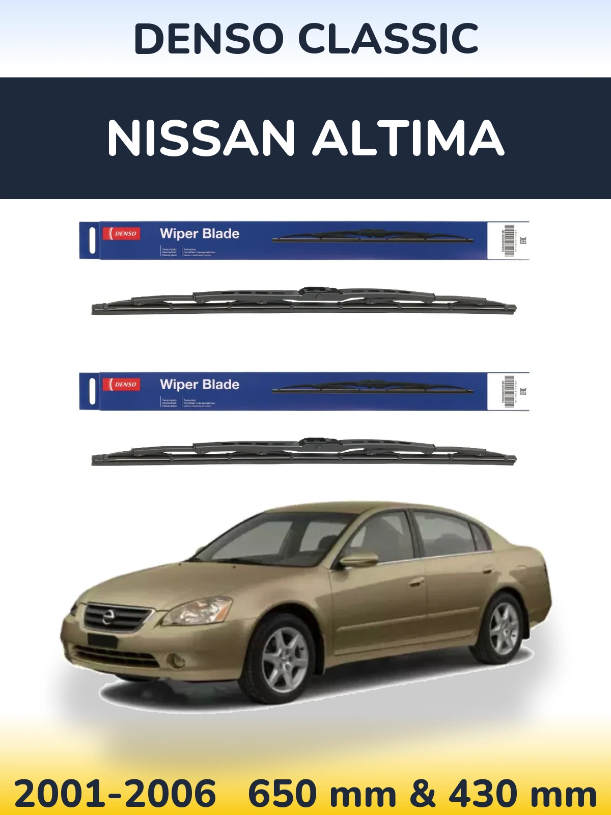 Sada předních stěračů Denso Classic 650 a 430 mm pro Nissan Altima 2001-2006