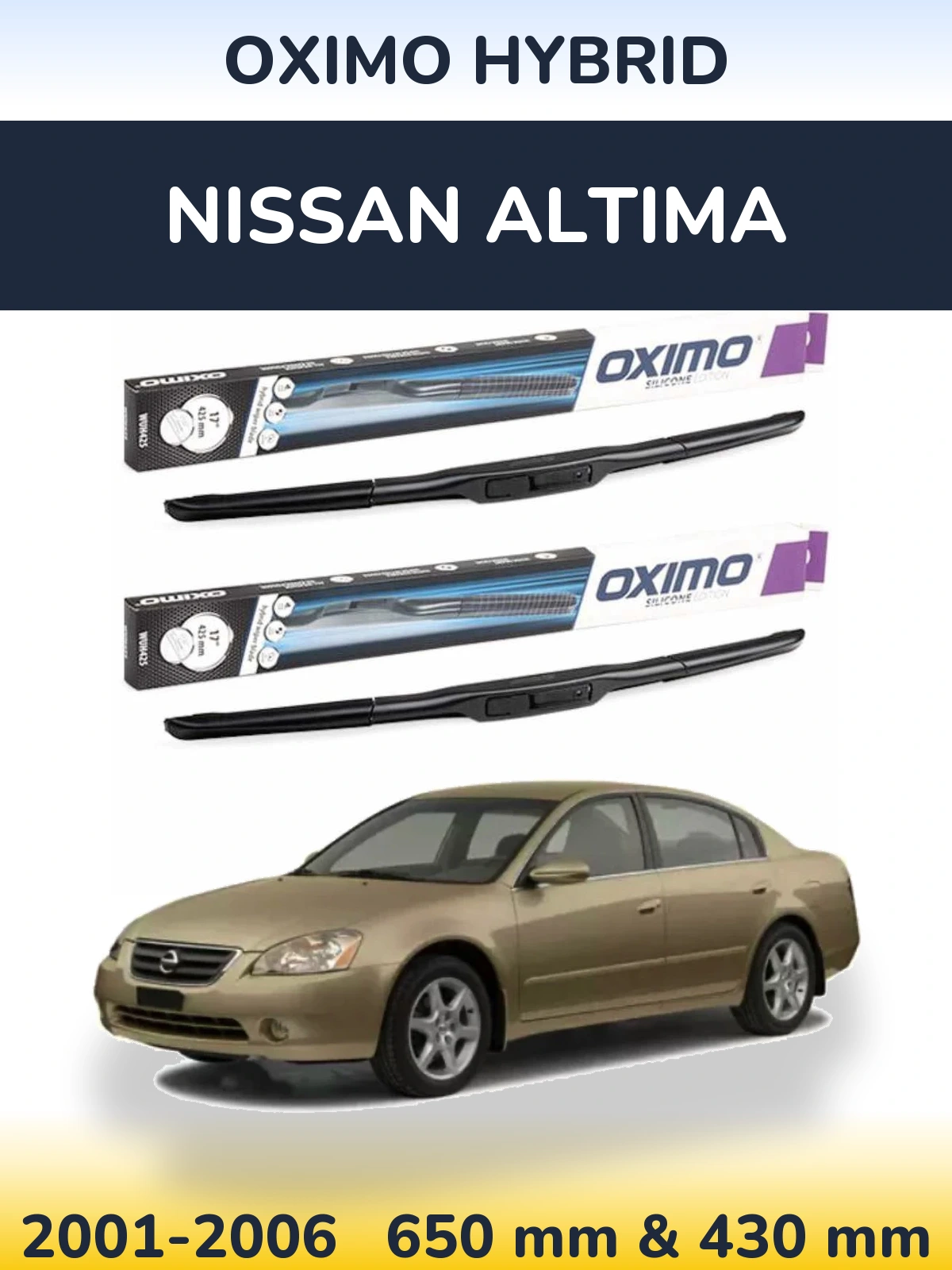 Sada předních stěračů Oximo Hybrid 650 a 430 mm pro Nissan Altima 2001-2006