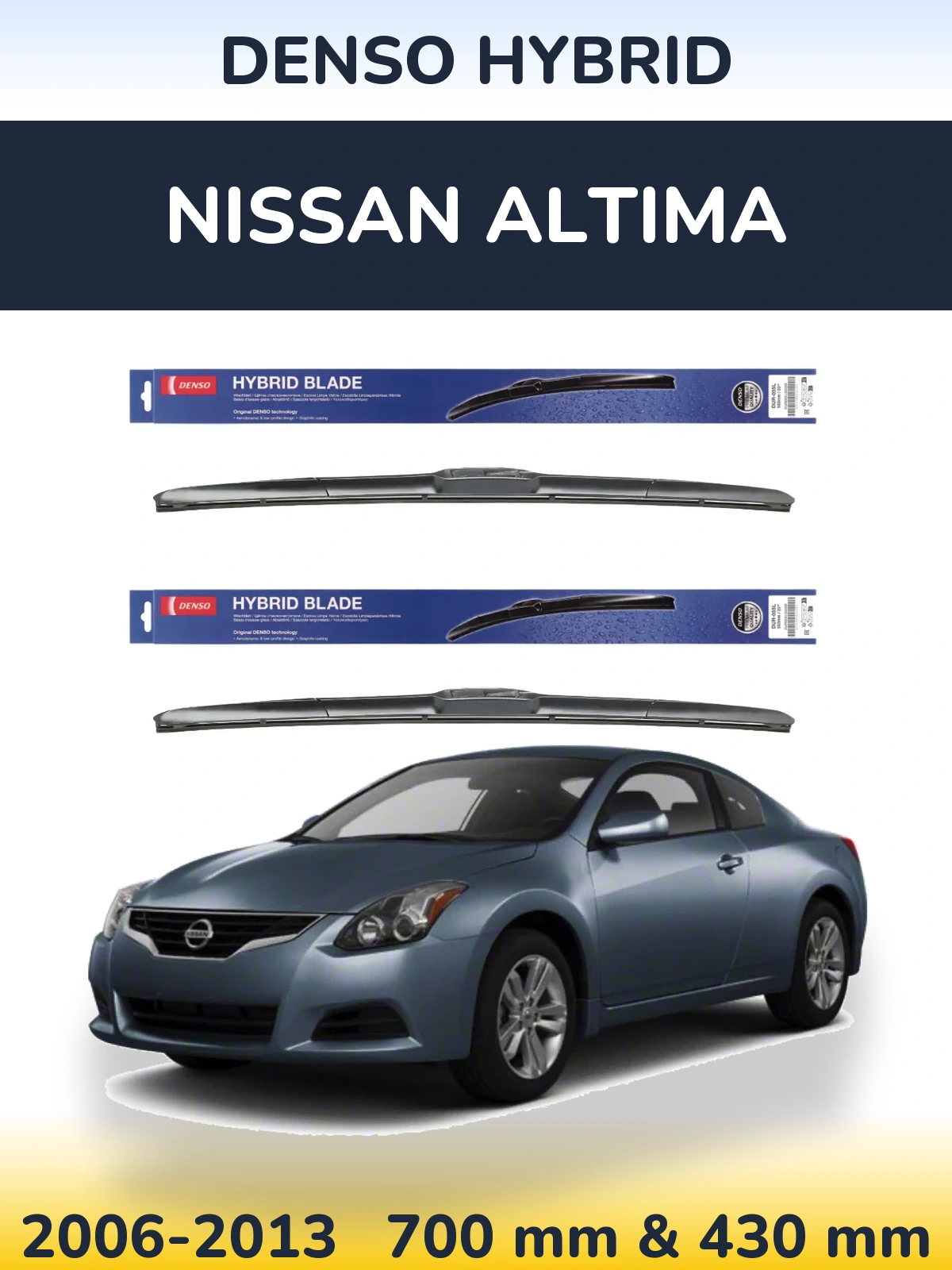 Sada předních stěračů Denso Hybrid 700 a 430 mm pro Nissan Altima 2006-2013