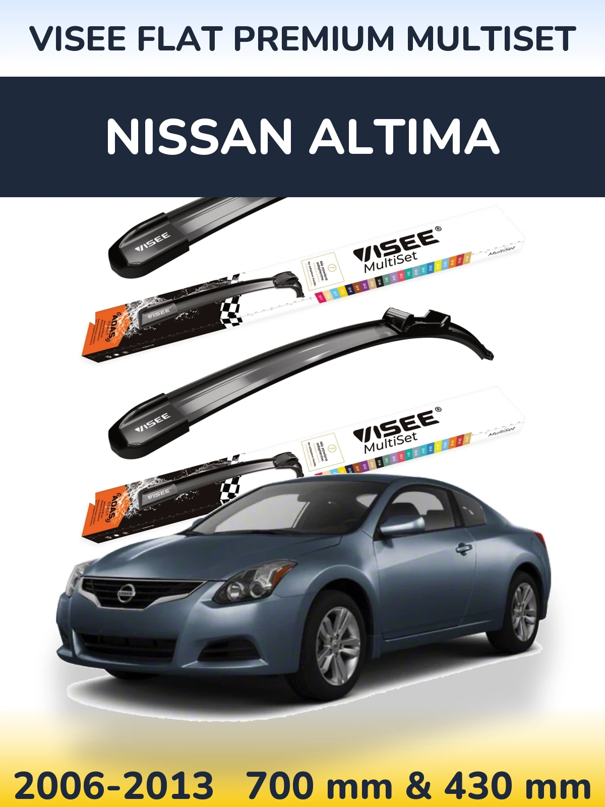 Sada předních stěračů VISEE FLAT PREMIUM MultiSet 700 a 430 mm pro Nissan Altima 2006-2013