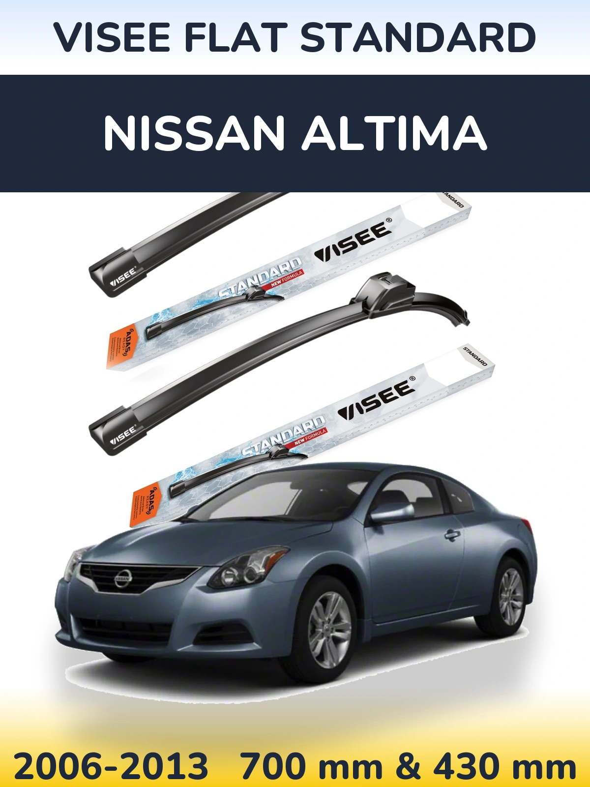 Sada předních stěračů VISEE FLAT STANDARD 700 a 430 mm pro Nissan Altima 2006-2013