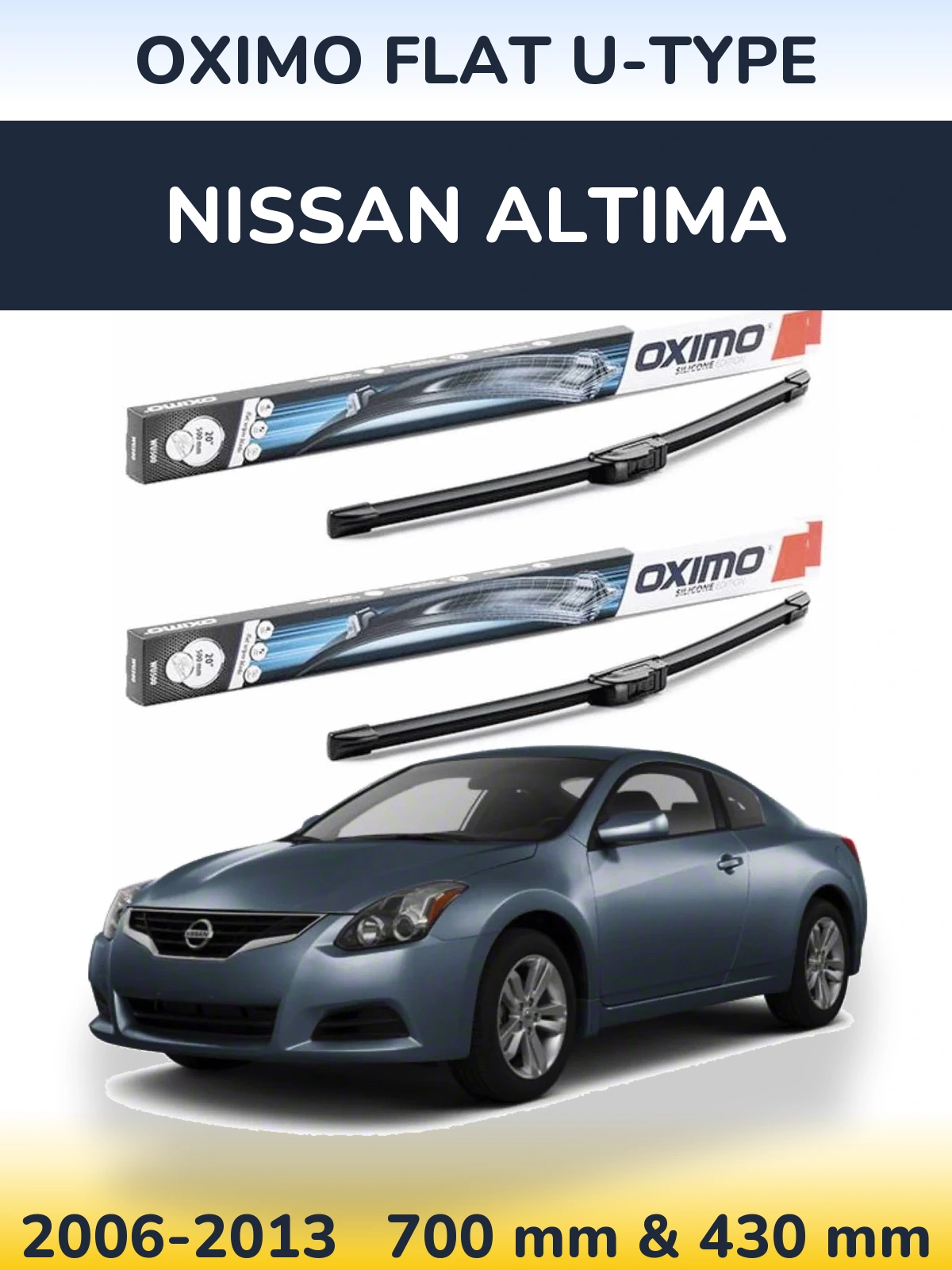 Sada předních stěračů Oximo Flat U-type 700 a 430 mm pro Nissan Altima 2006-2013