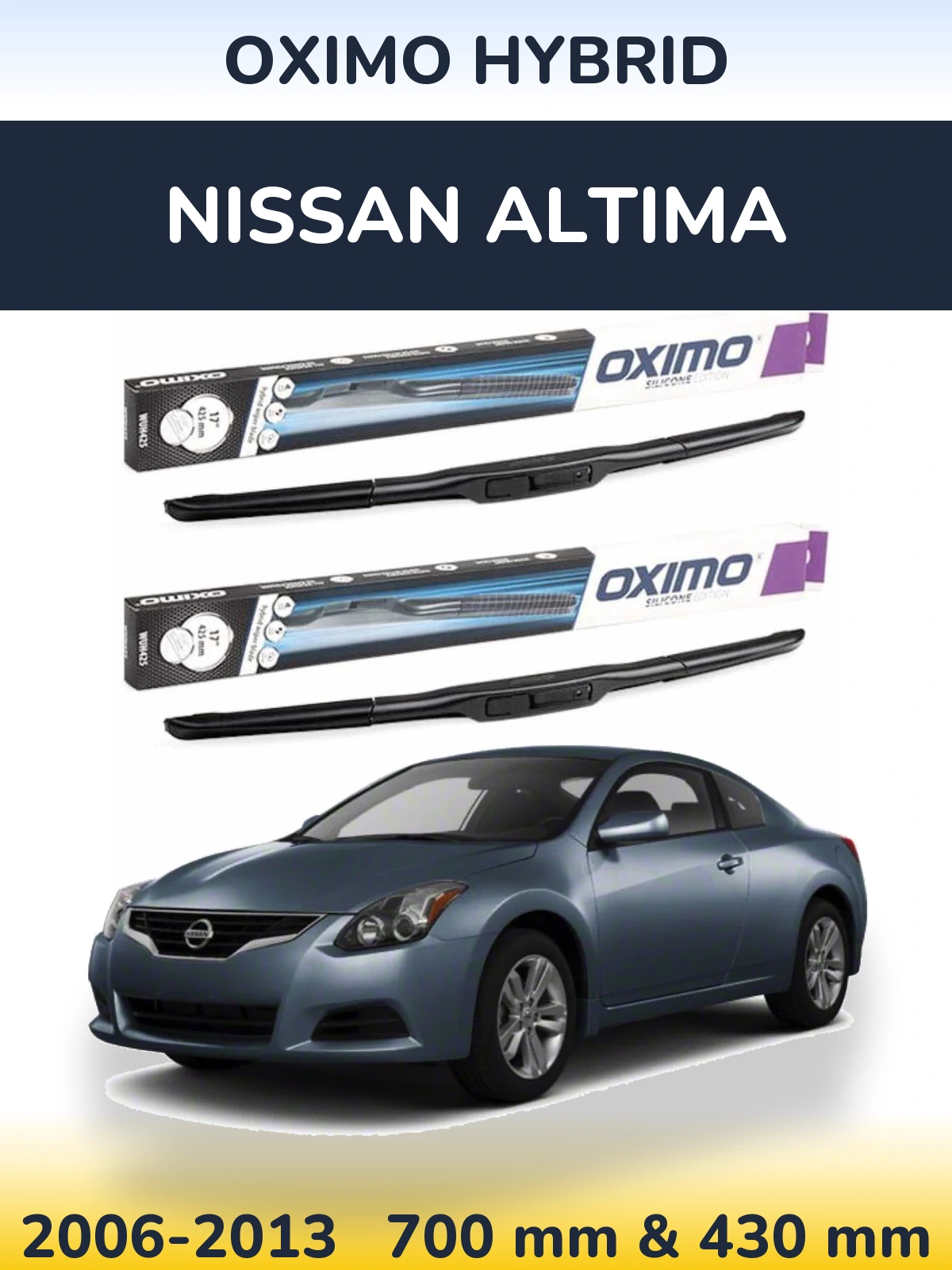 Sada předních stěračů Oximo Hybrid 700 a 430 mm pro Nissan Altima 2006-2013