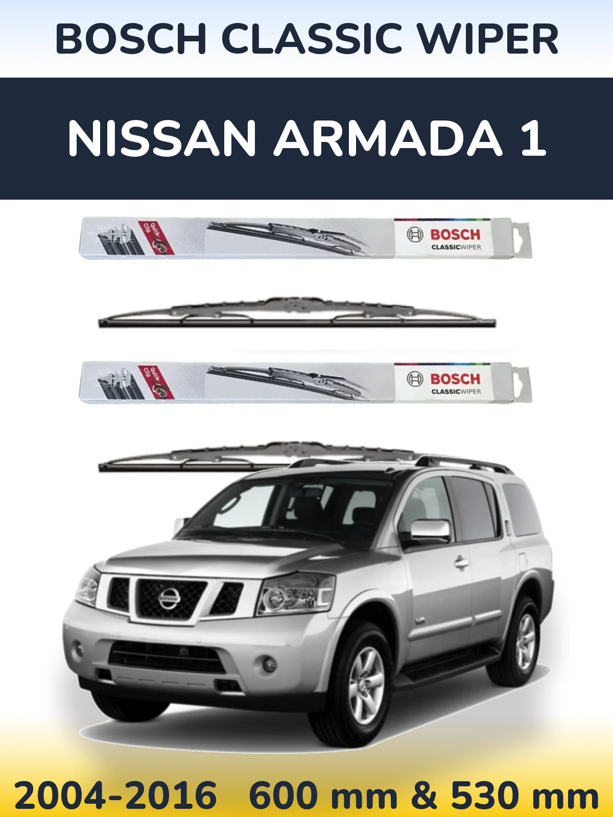 Sada předních stěračů BOSCH Classic Wiper 600 a 530 mm pro Nissan Armada 1 2004-2016