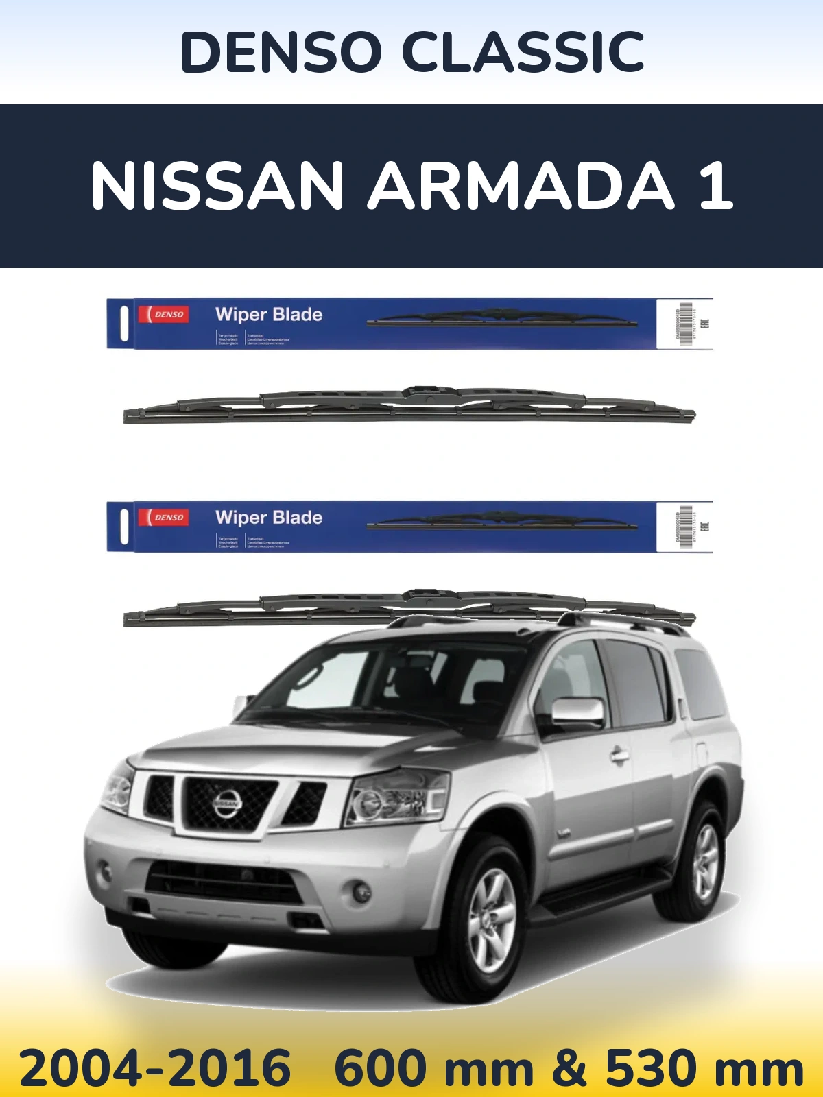 Sada předních stěračů Denso Classic 600 a 530 mm pro Nissan Armada 1 2004-2016