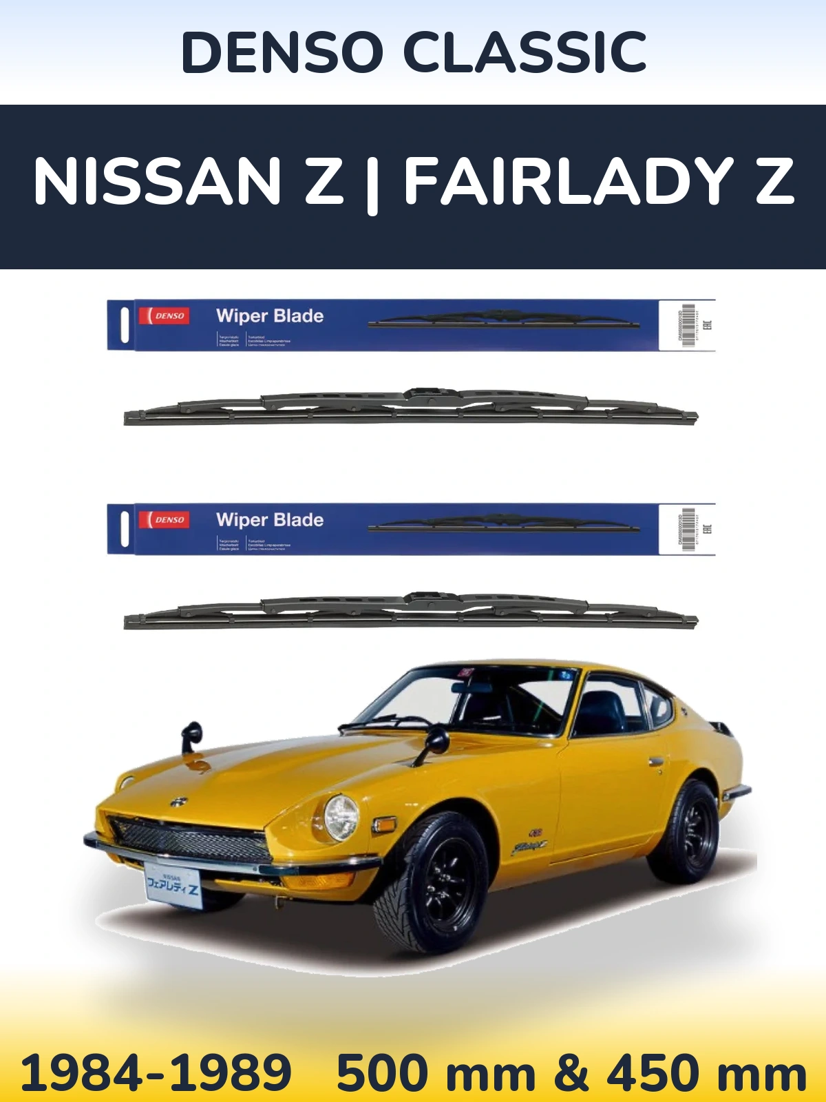 Sada předních stěračů Denso Classic 500 a 450 mm pro Nissan Z | Fairlady Z 1984-1989