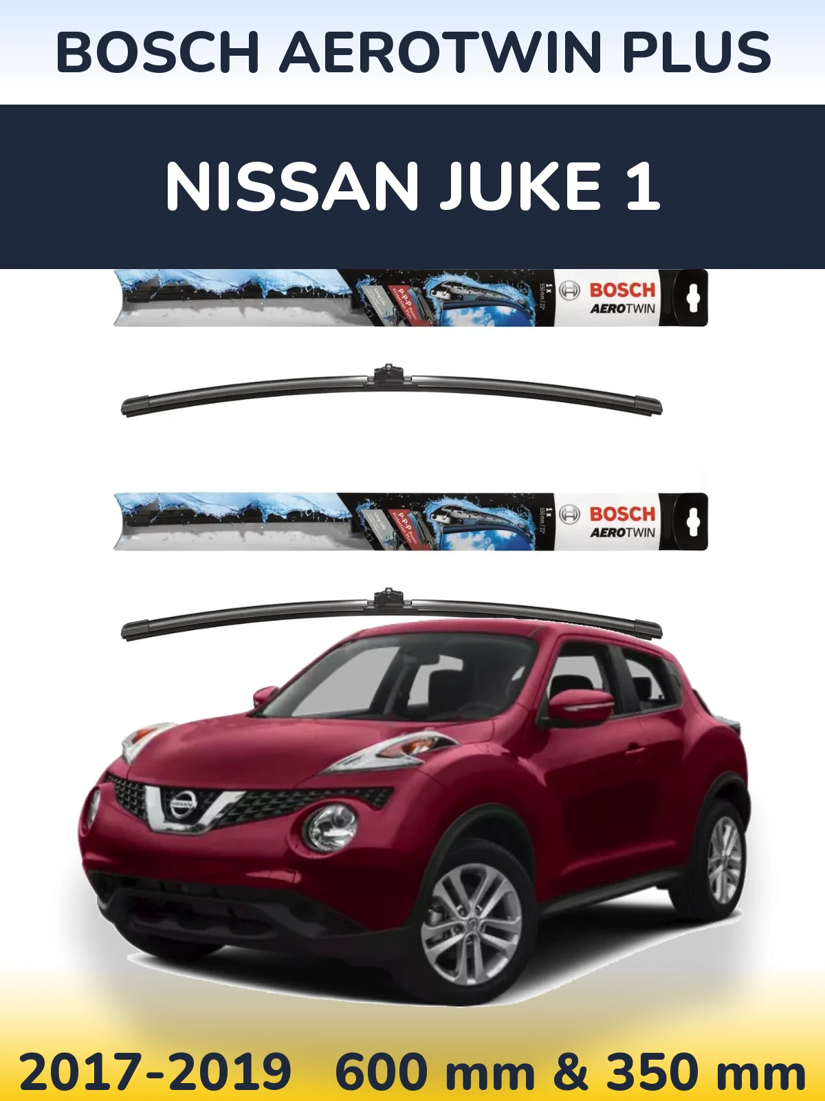 Sada předních stěračů BOSCH AeroTwin Plus 600 a 350 mm pro Nissan Juke 1 2017-2019