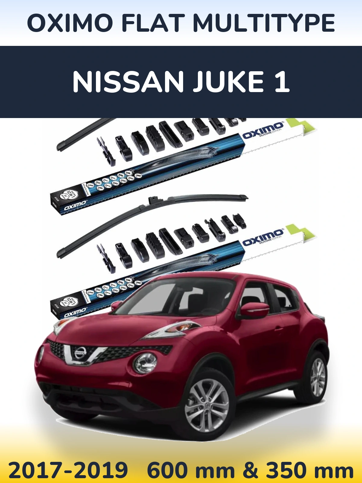 Sada předních stěračů Oximo Flat MultiType 600 a 350 mm pro Nissan Juke 1 2017-2019