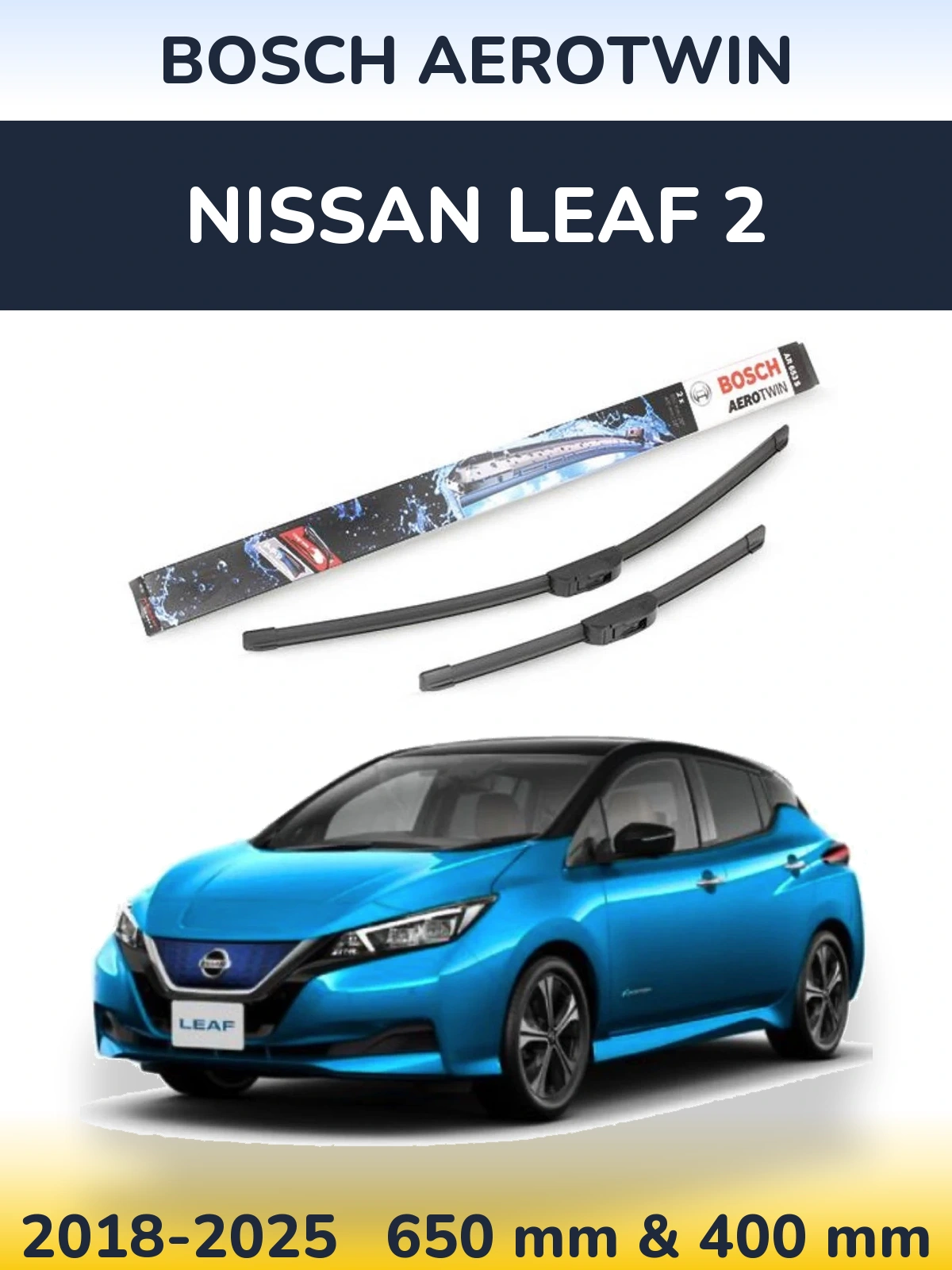 Комплект передніх щіток BOSCH AeroTwin 650 & 400 мм для Nissan Leaf 2 2018-2025