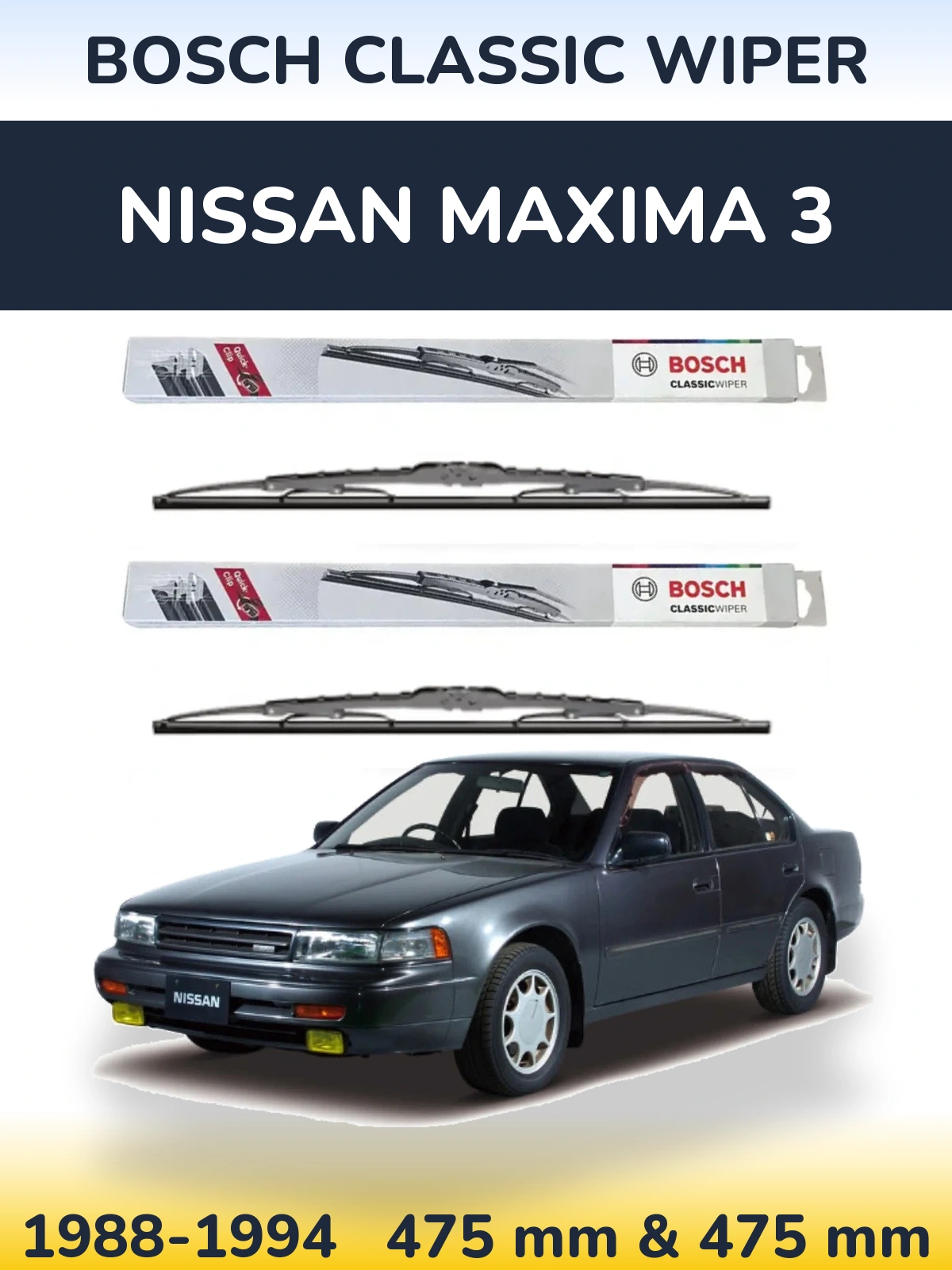 Sada předních stěračů BOSCH Classic Wiper 475 a 475 mm pro Nissan Maxima 3 1988-1994